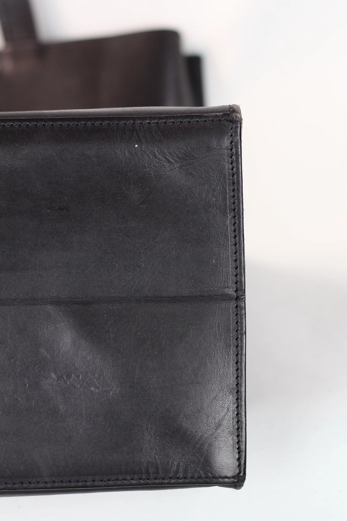 Foldable Tote Bag in Black Calfskin