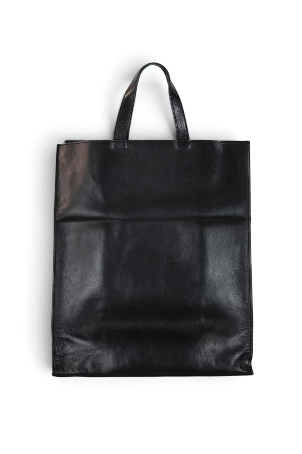 Foldable Tote Bag in Black Calfskin