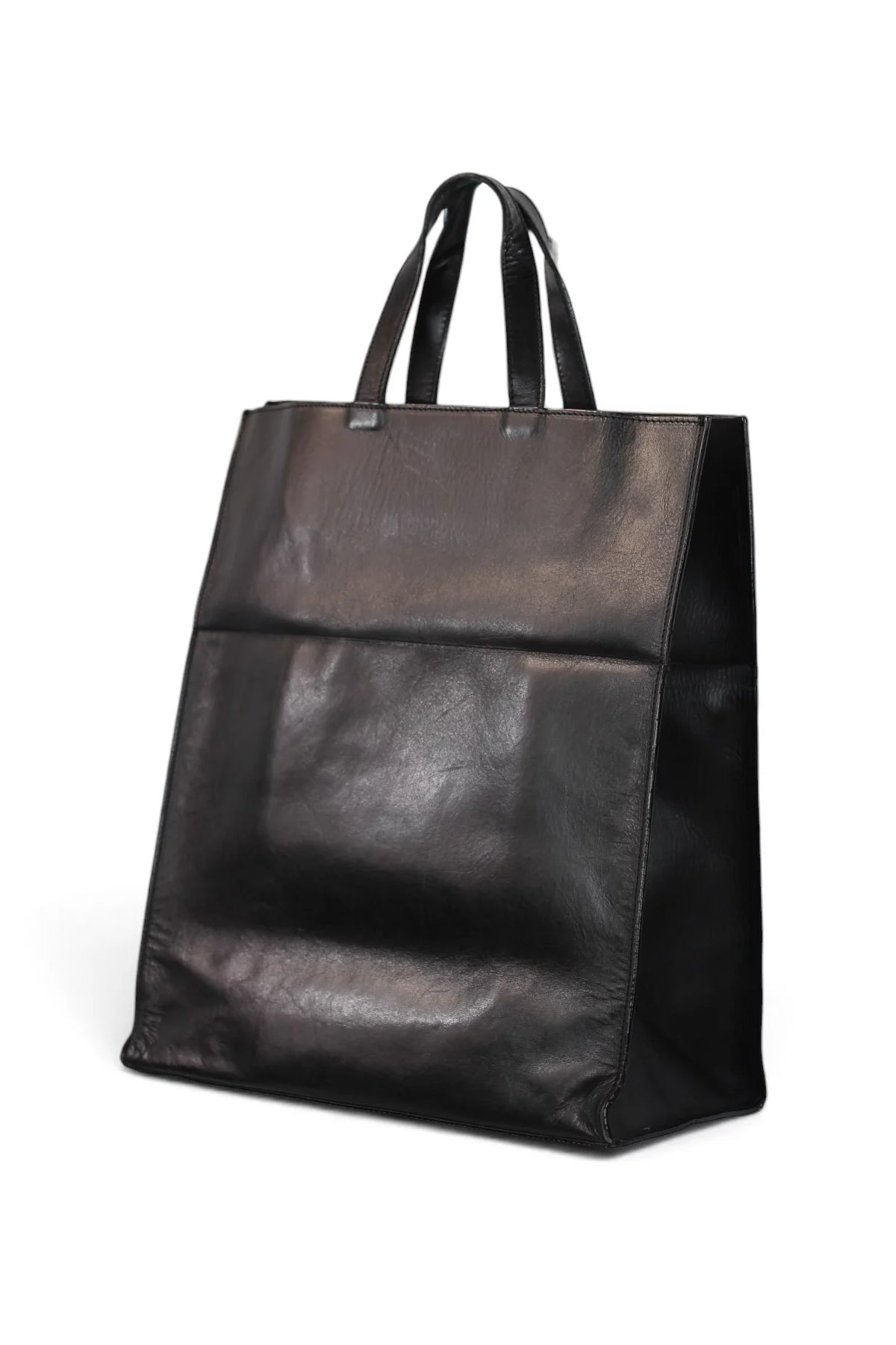 Foldable Tote Bag in Black Calfskin