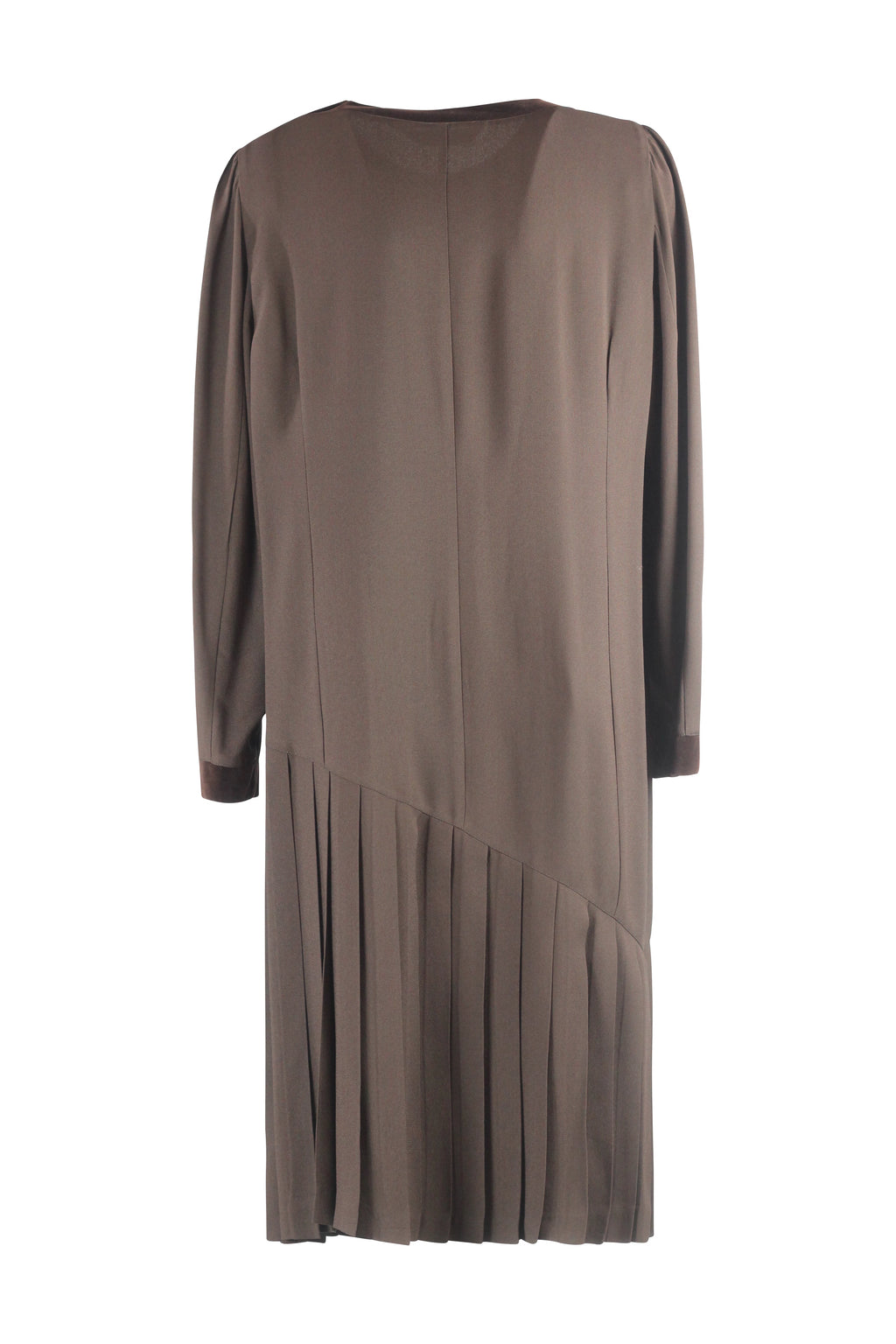 Brown Dress with Velvet Trim