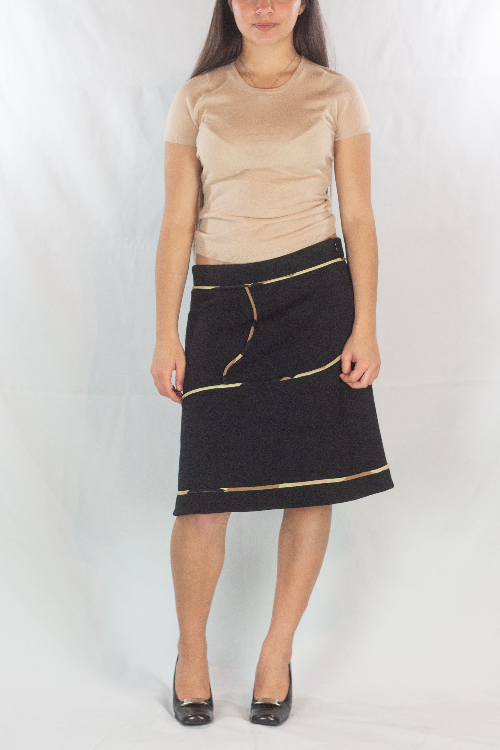 Trapeze Skirt with Contrast Tubing Detail