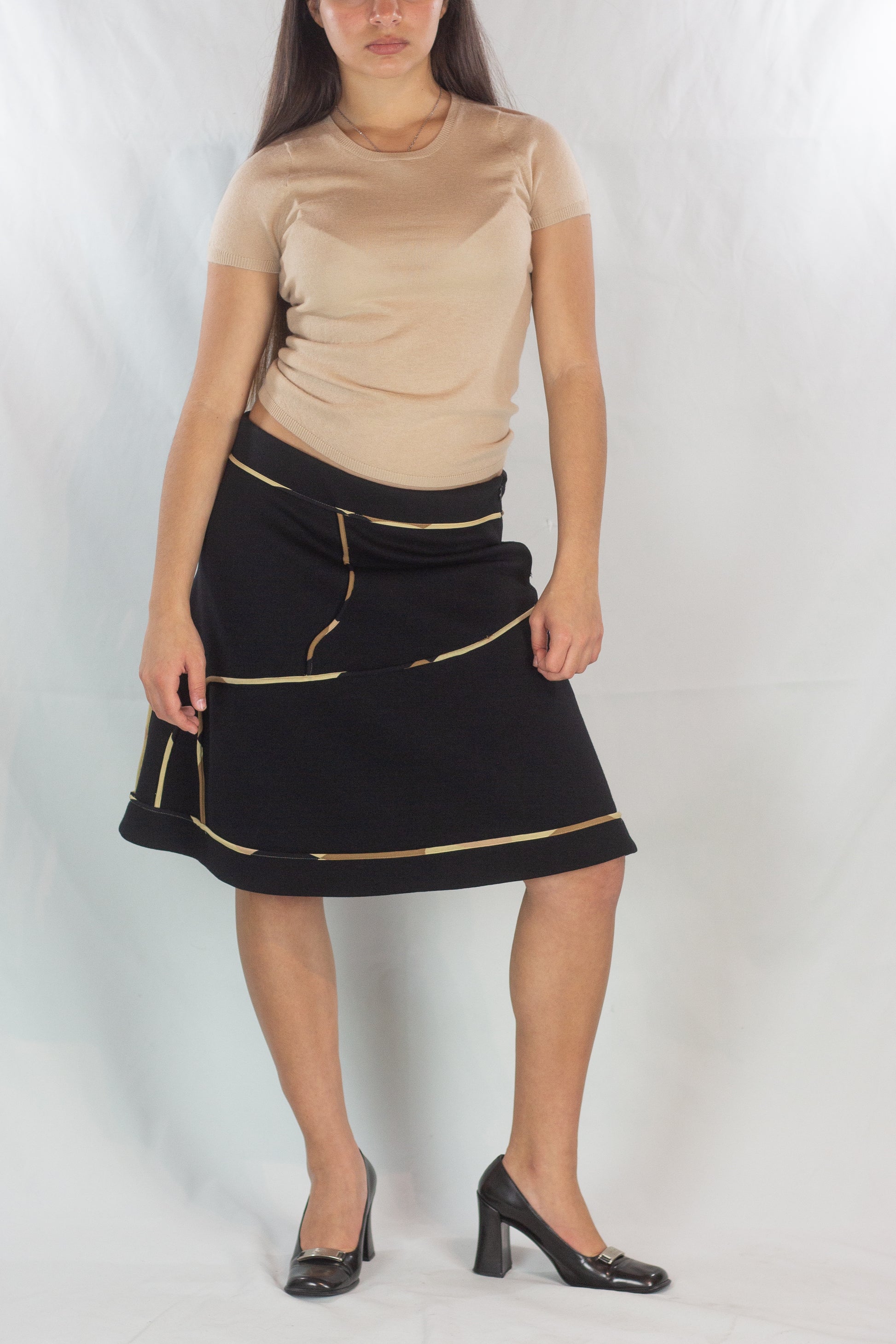 Trapeze Skirt with Contrast Tubing Detail