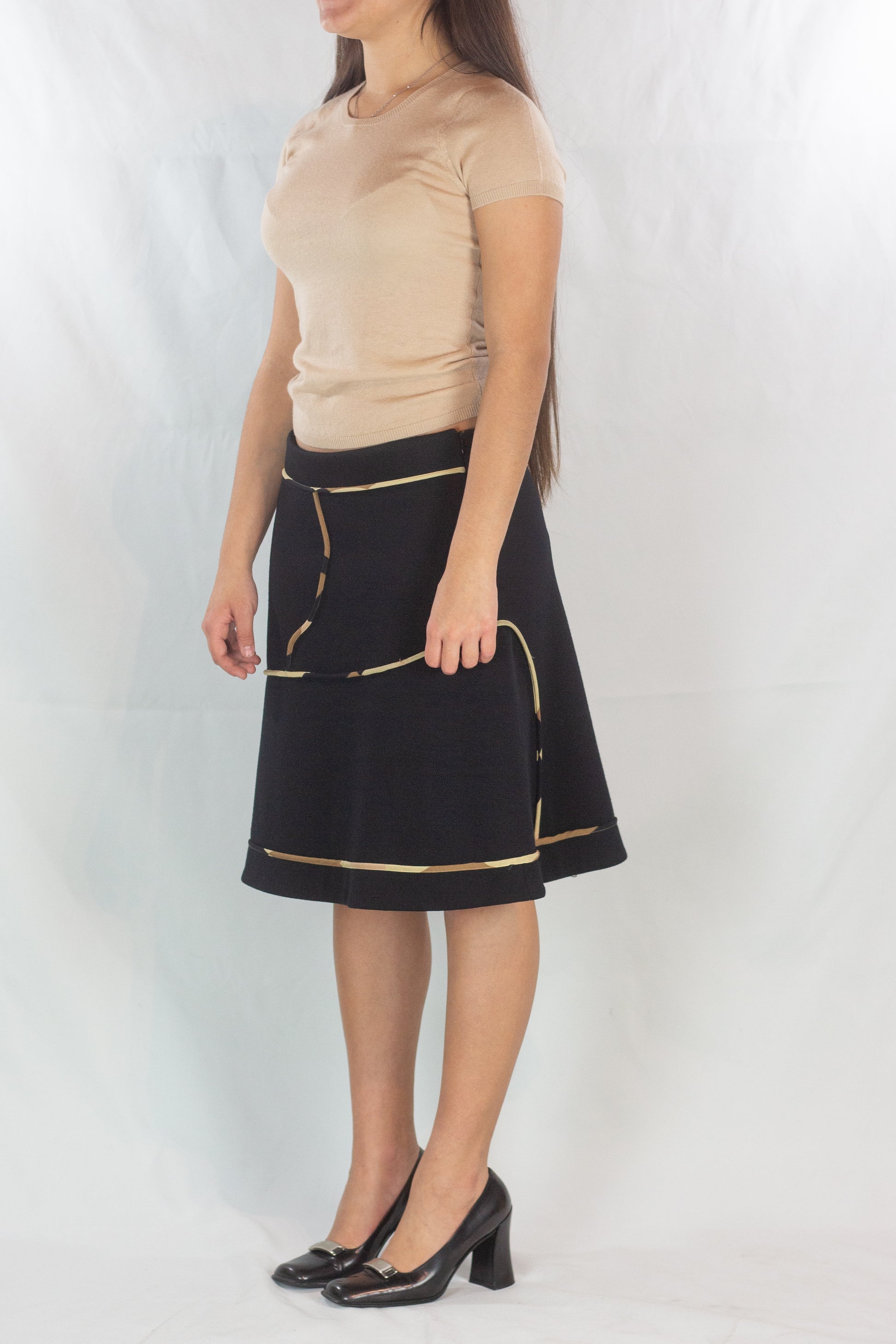 Trapeze Skirt with Contrast Tubing Detail
