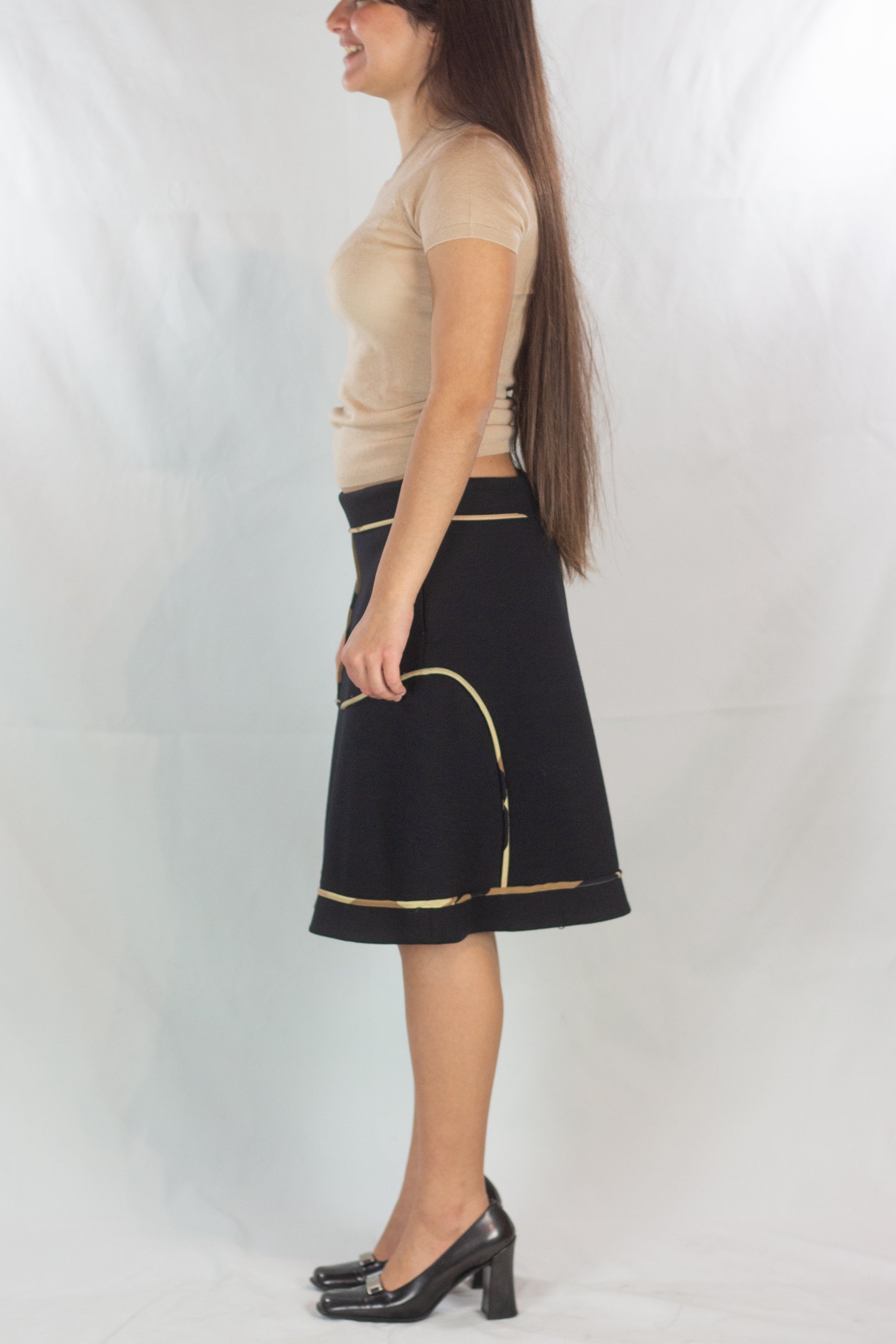 Trapeze Skirt with Contrast Tubing Detail