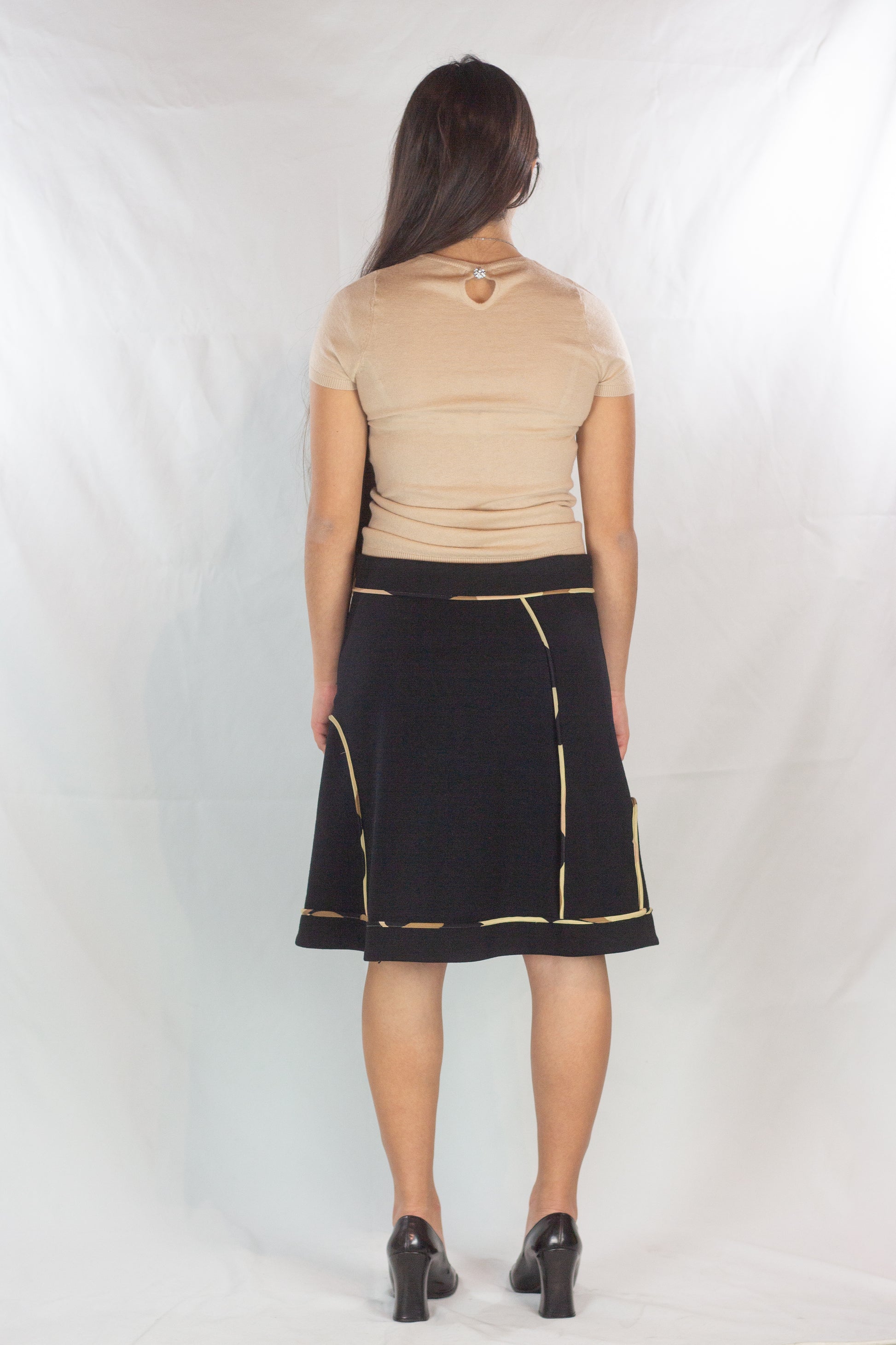 Trapeze Skirt with Contrast Tubing Detail
