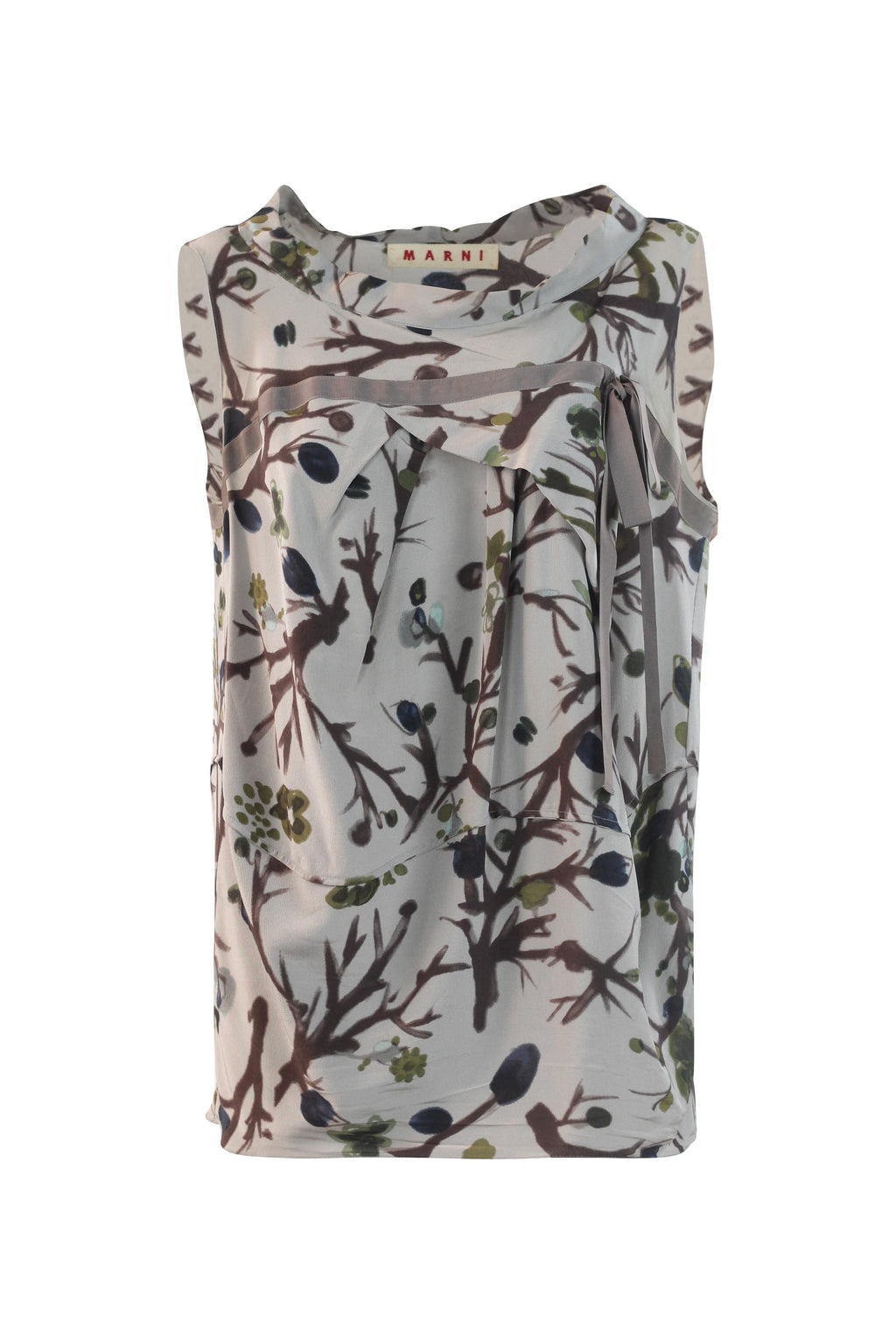 Botanical Print Sleeveless Blouse