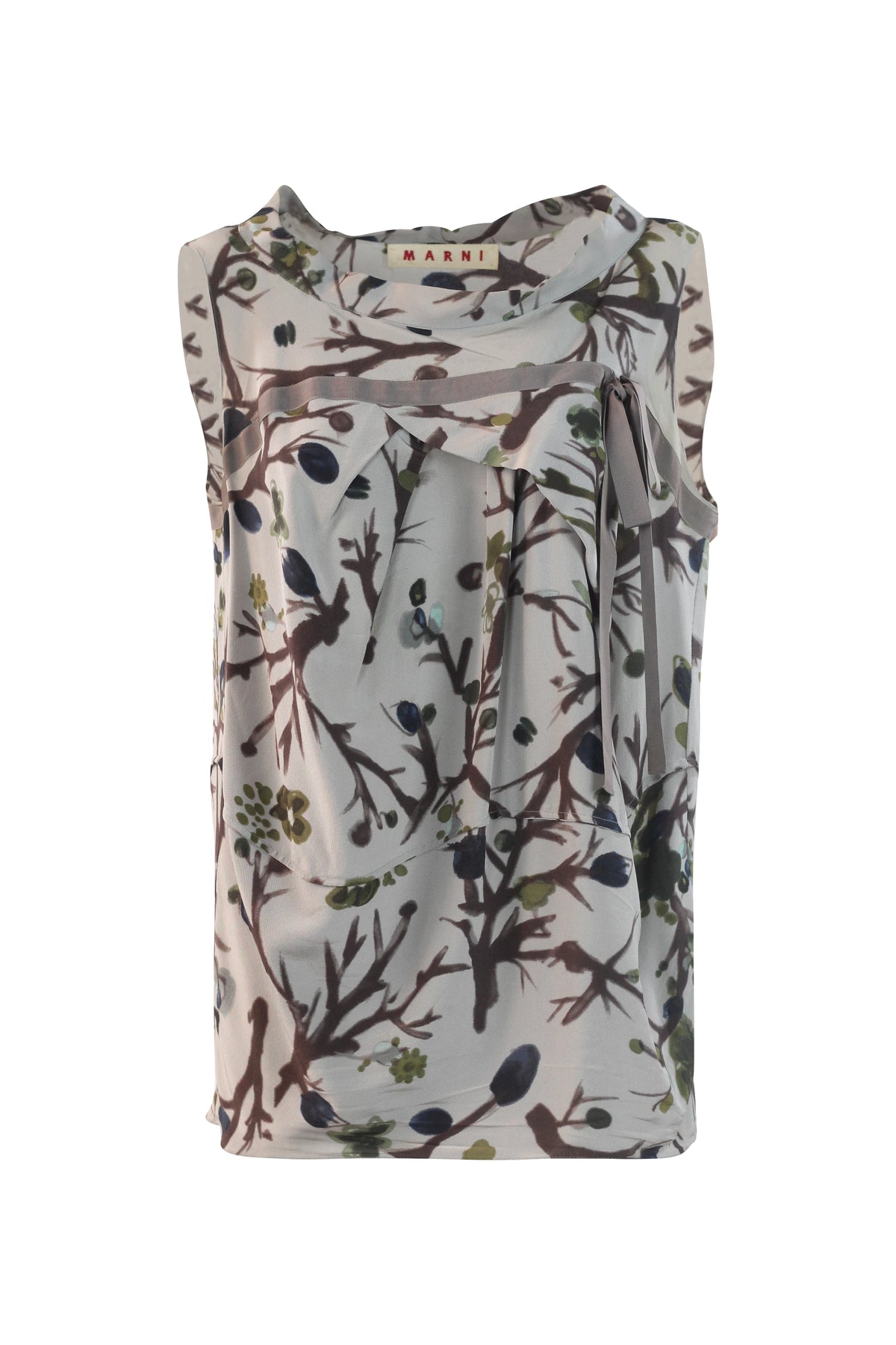 Botanical Print Sleeveless Blouse