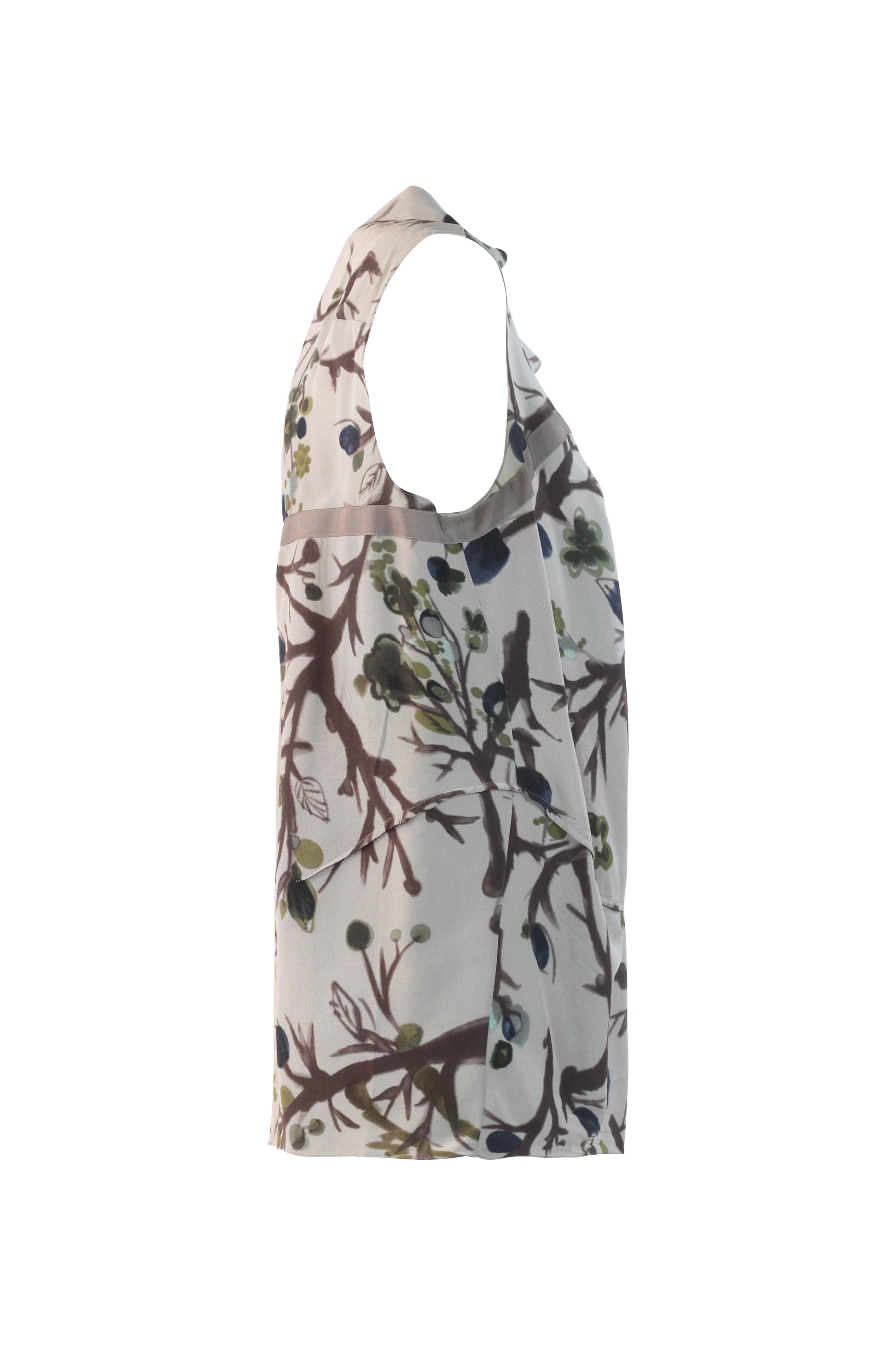 Botanical Print Sleeveless Blouse