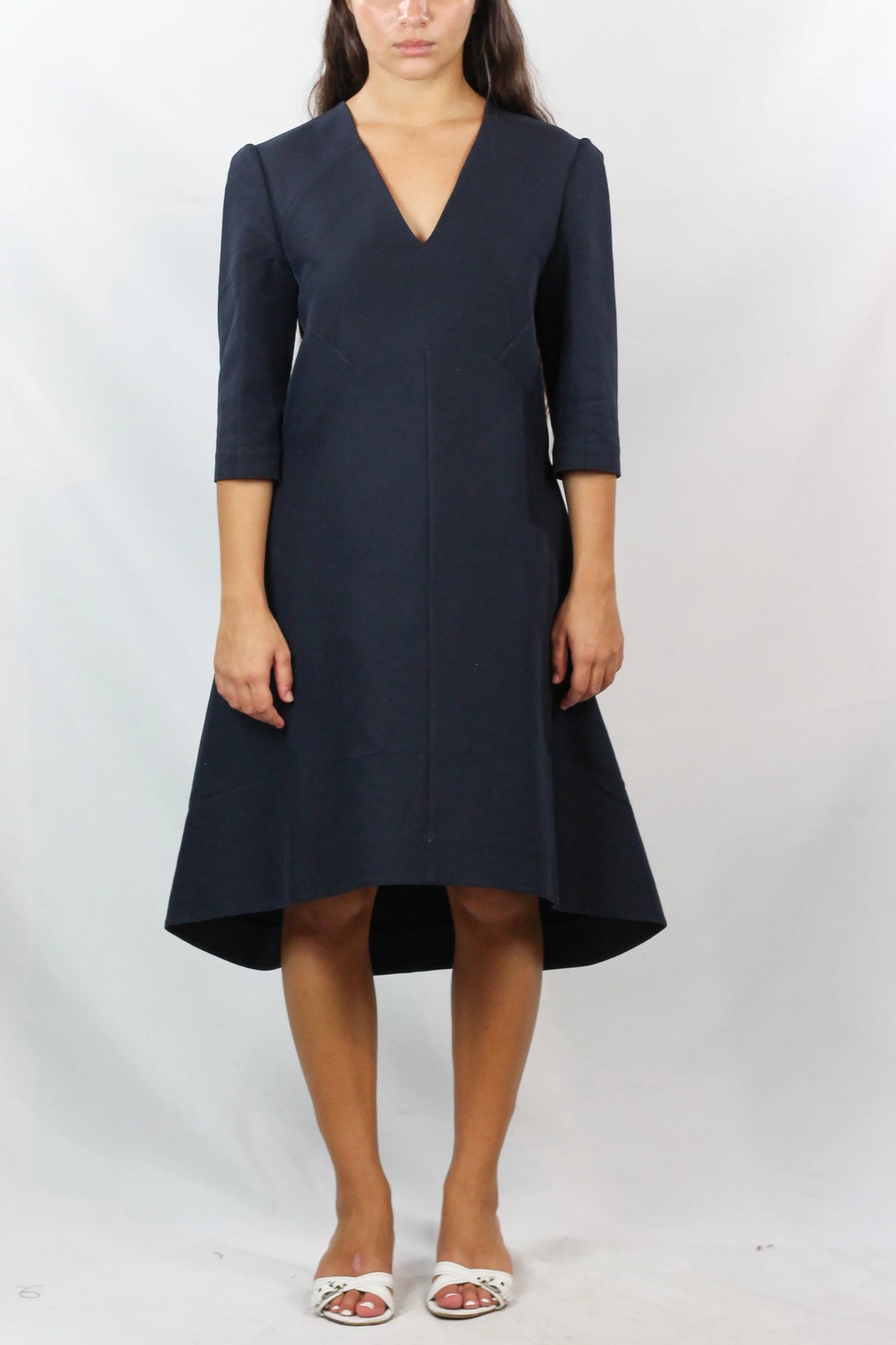 Navy A-Line Midi Dress