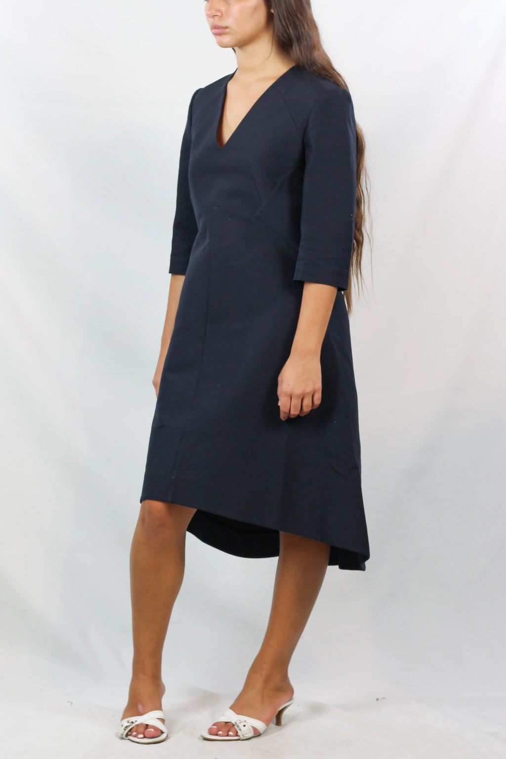 Navy A-Line Midi Dress