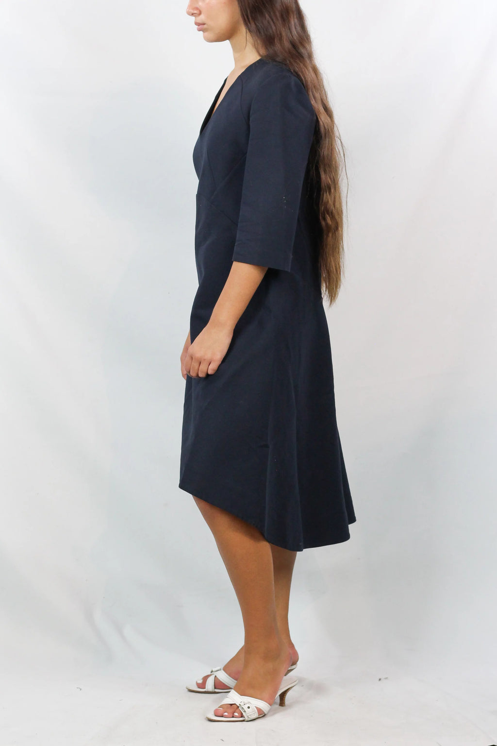 Navy A-Line Midi Dress