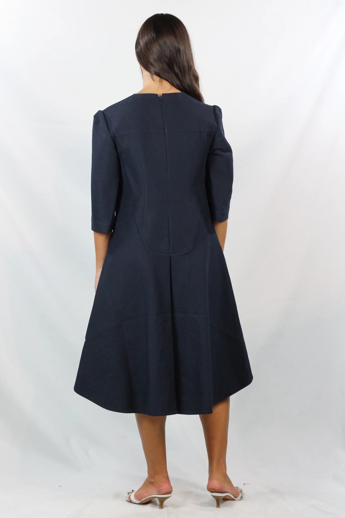 Navy A-Line Midi Dress