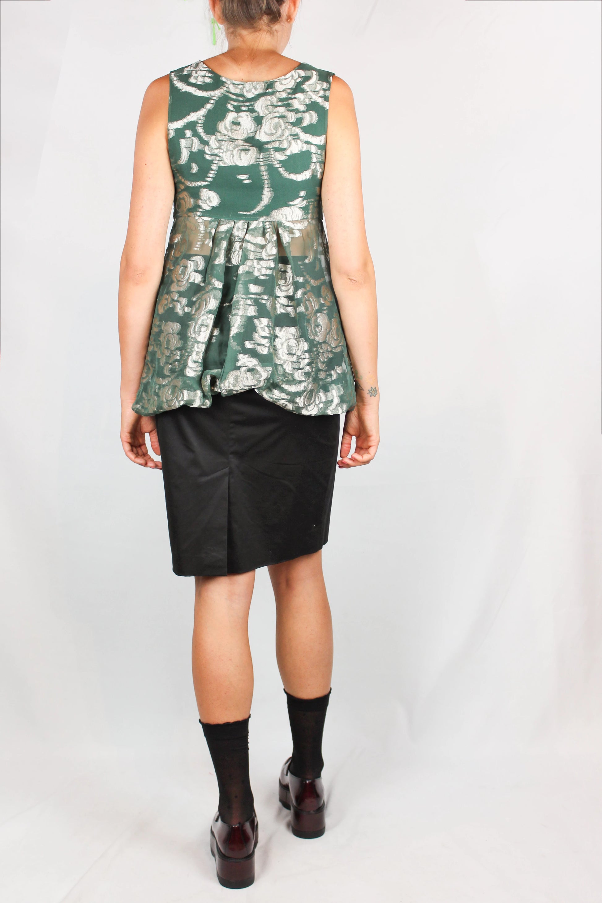 Green and Gold Lurex Sleeveless Top