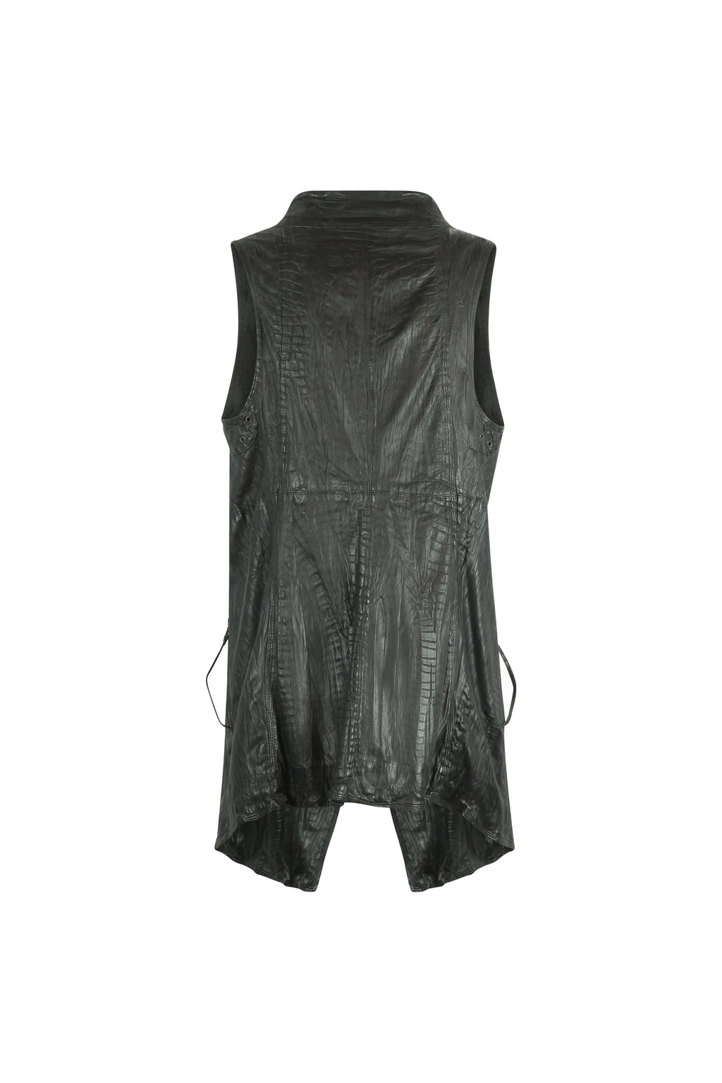 Black Leather Asymmetric Gilet