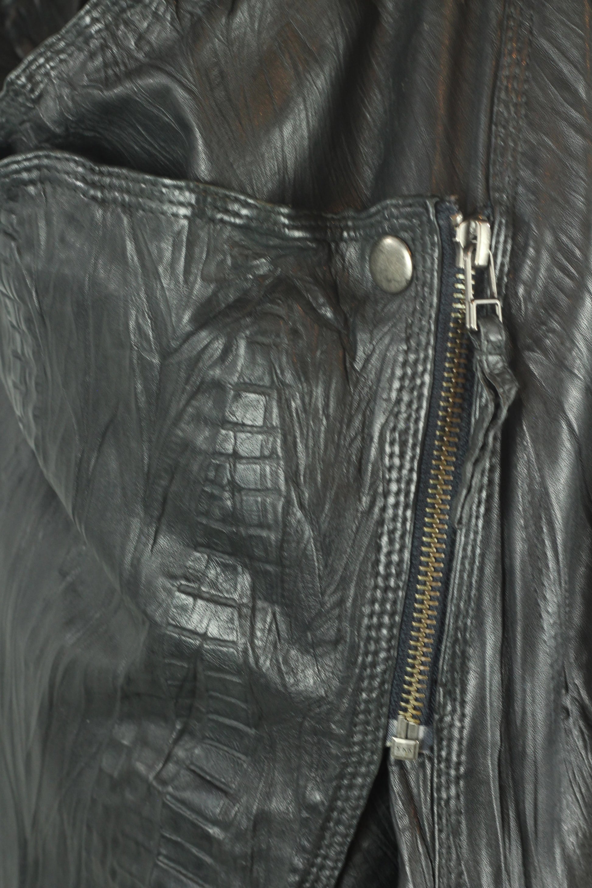 Black Leather Asymmetric Gilet