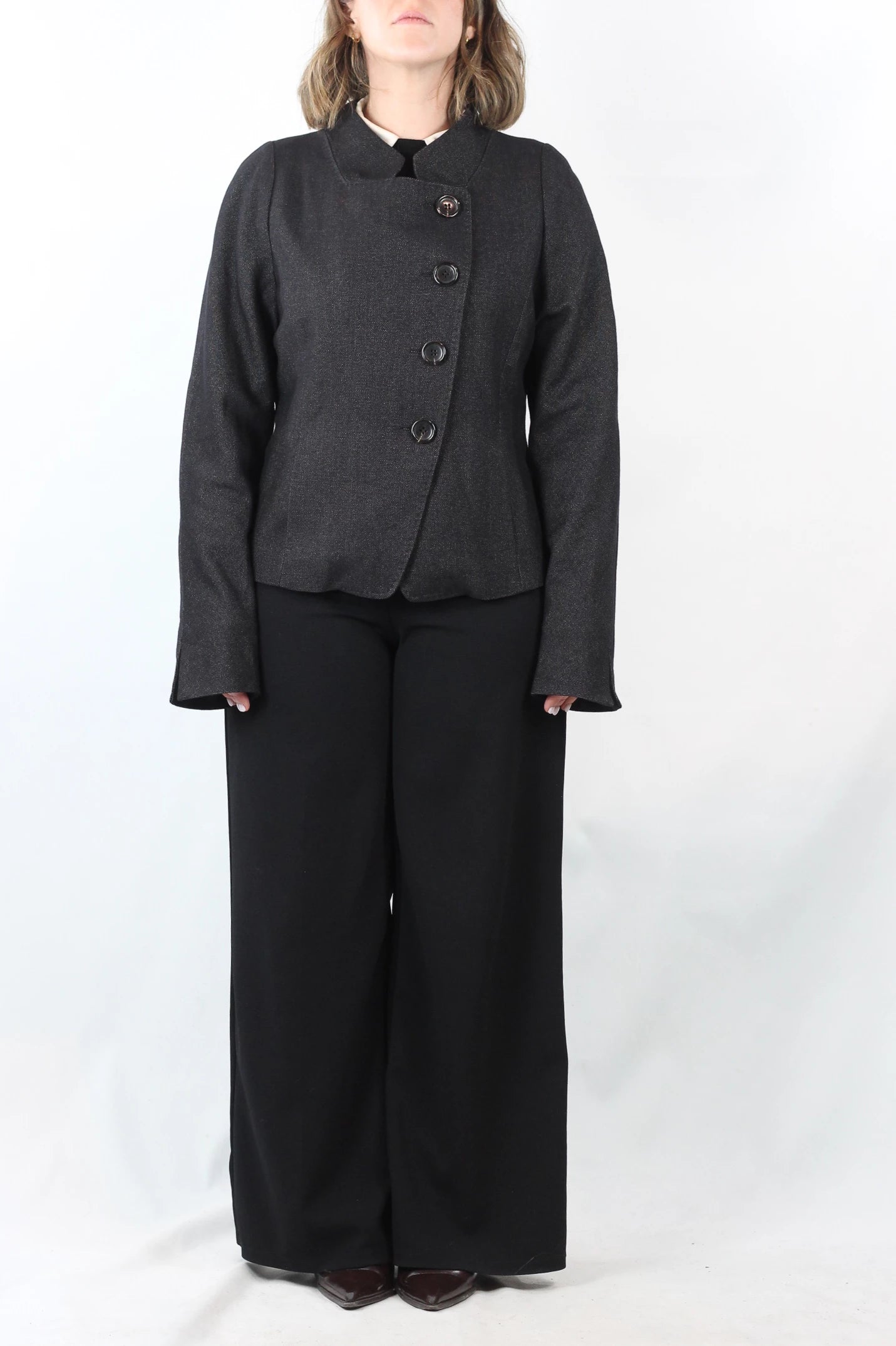 Dark Grey Wool Piqué Jacket