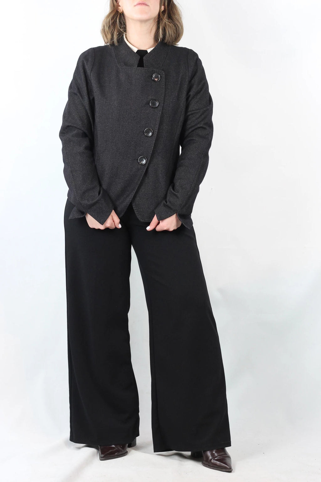 Dark Grey Wool Piqué Jacket