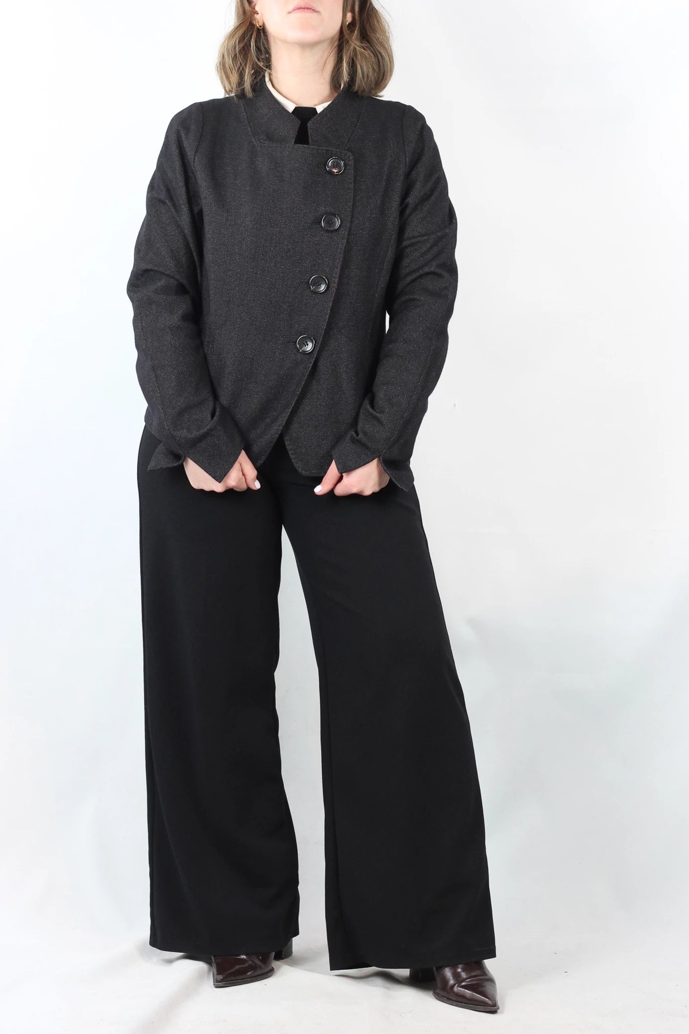 Dark Grey Wool Piqué Jacket