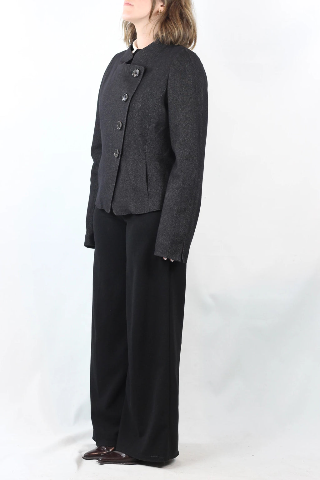 Dark Grey Wool Piqué Jacket