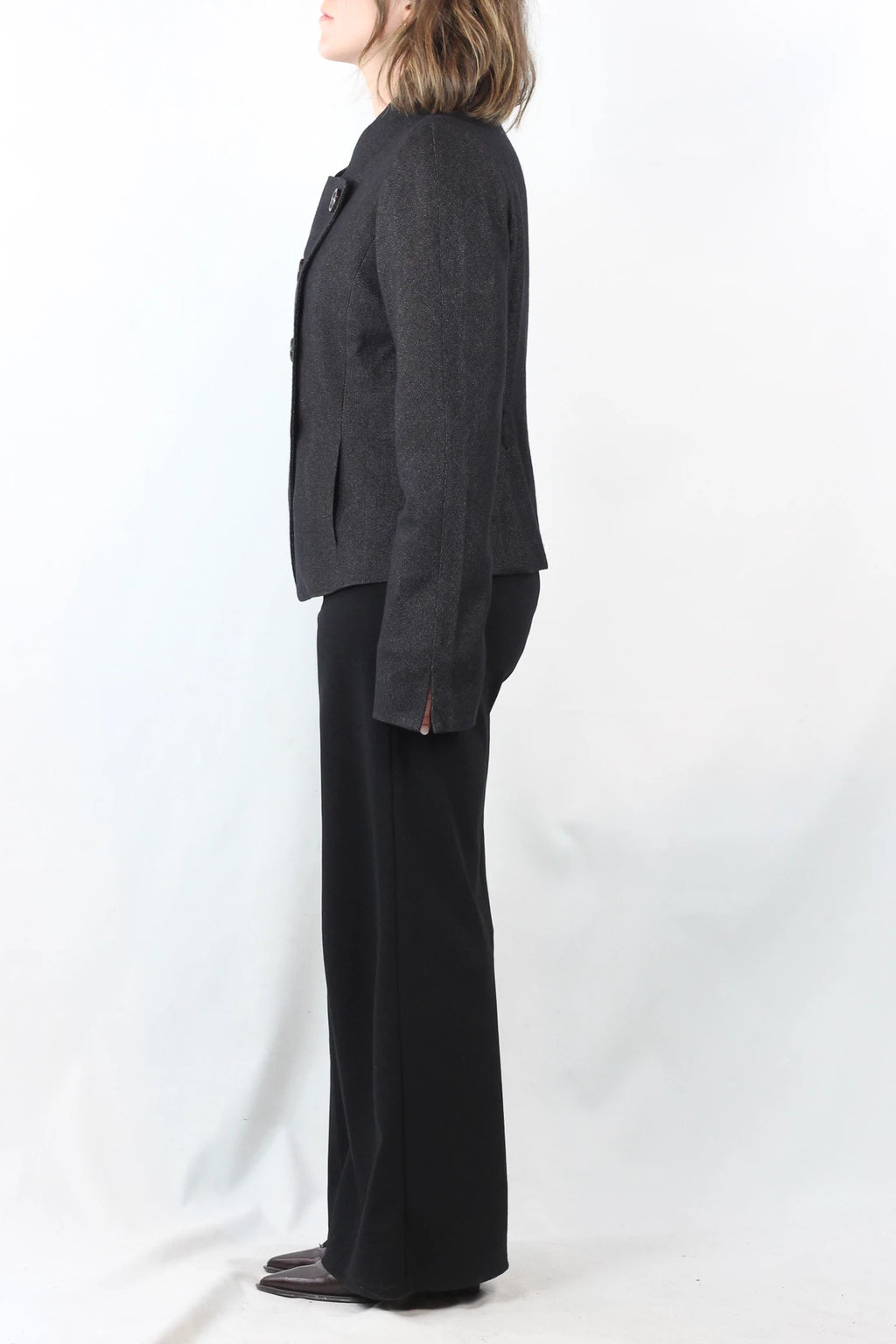 Dark Grey Wool Piqué Jacket