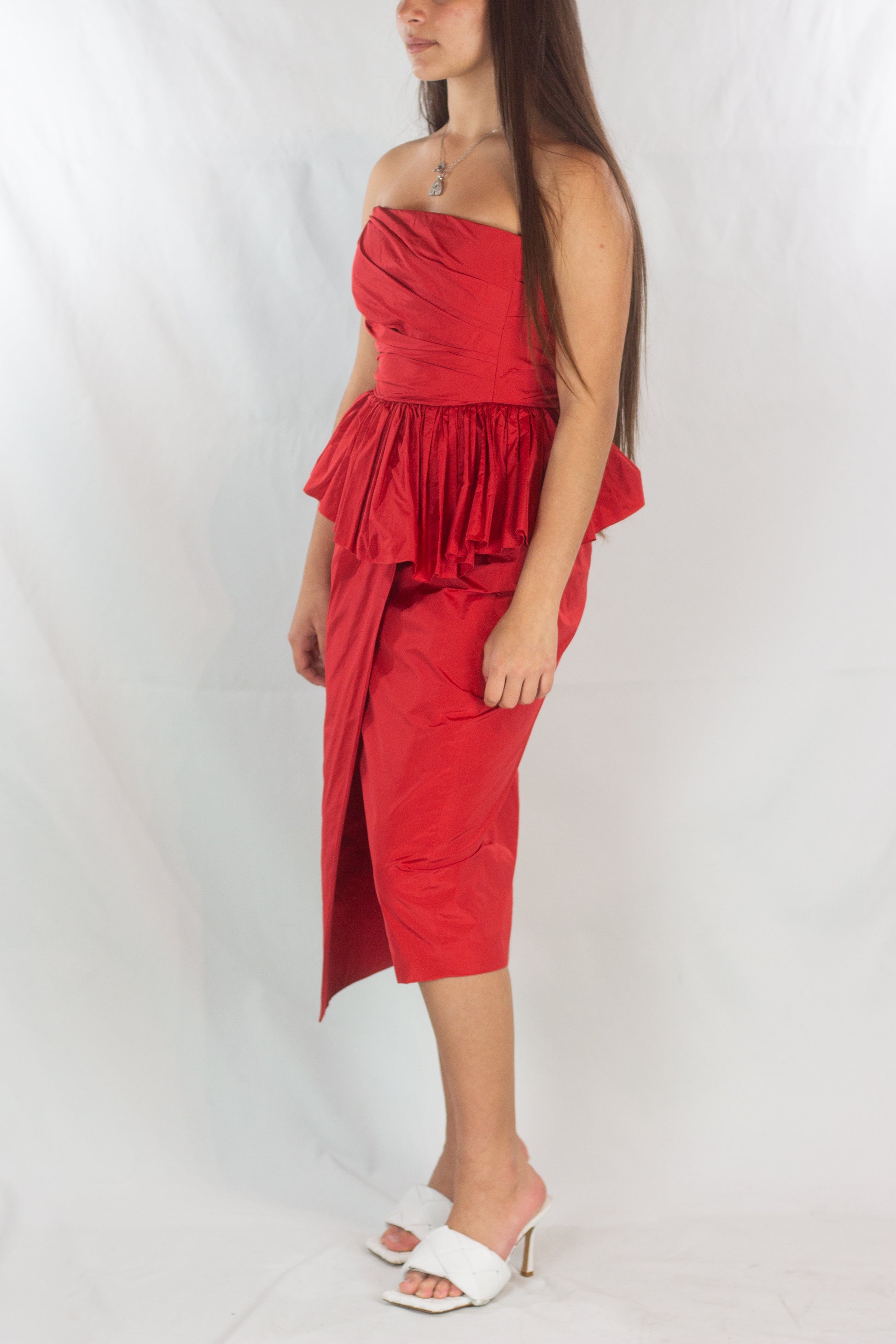 Strapless Asymmetric Evening Dress PreFall2020