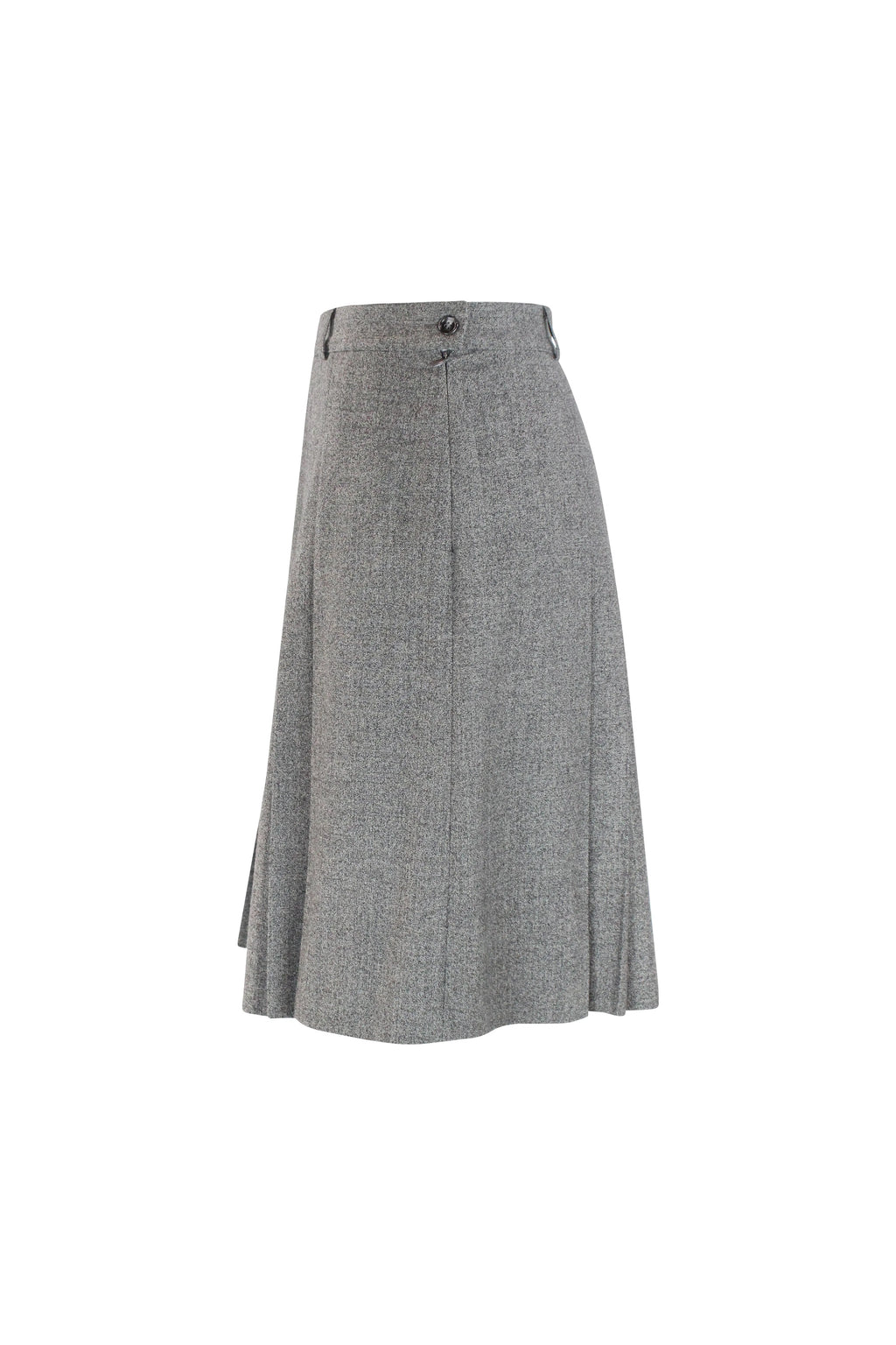 Grey Wool Pleated Skirt with High Waist