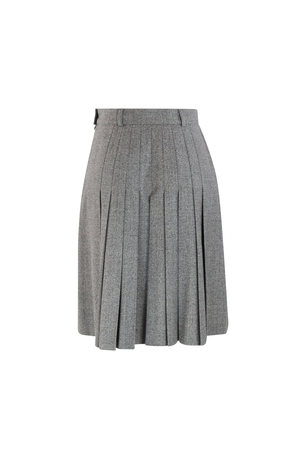 Grey Wool Pleated Skirt with High Waist