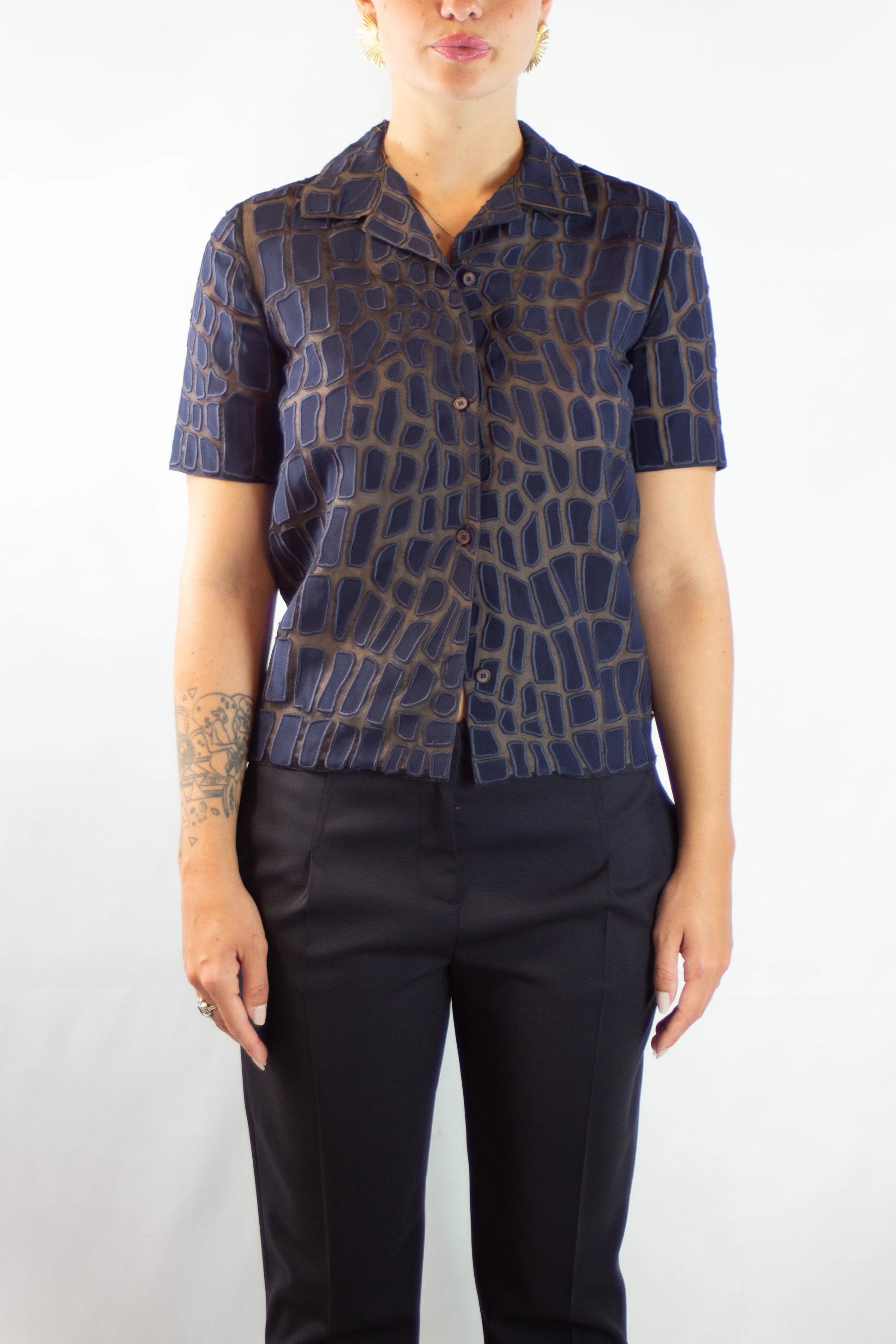 Blue Embroidered Short-Sleeve Shirt SS2014