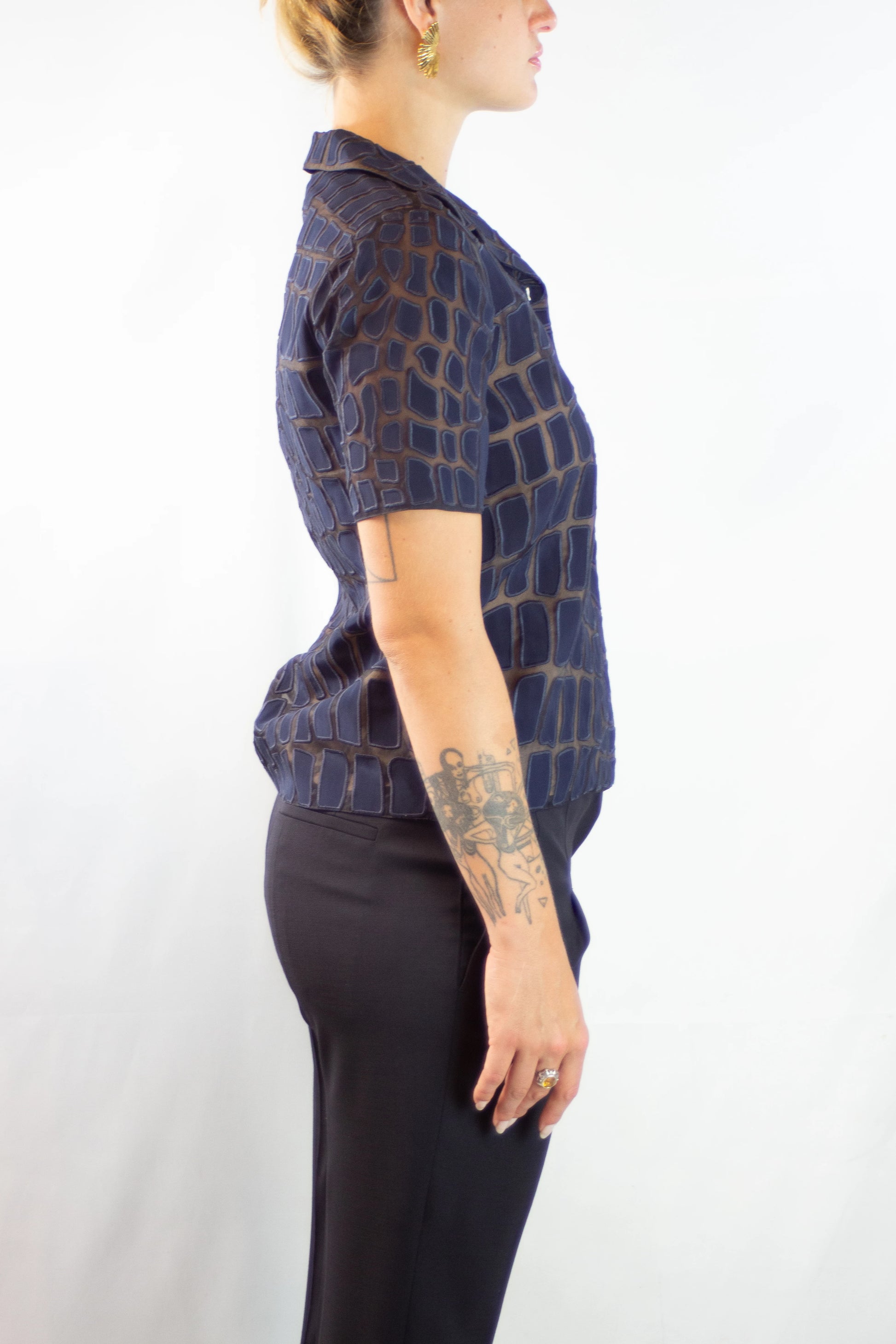 Blue Embroidered Short-Sleeve Shirt SS2014