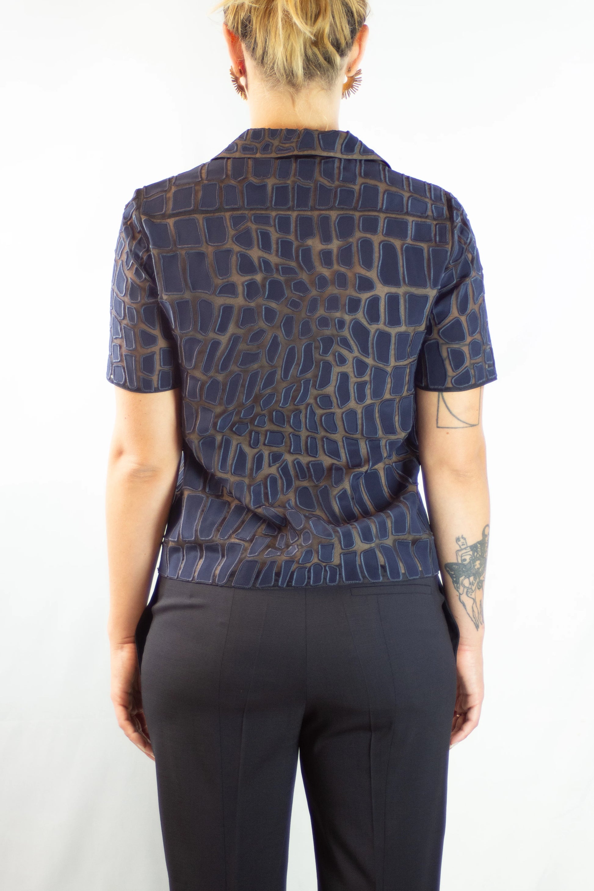 Blue Embroidered Short-Sleeve Shirt SS2014