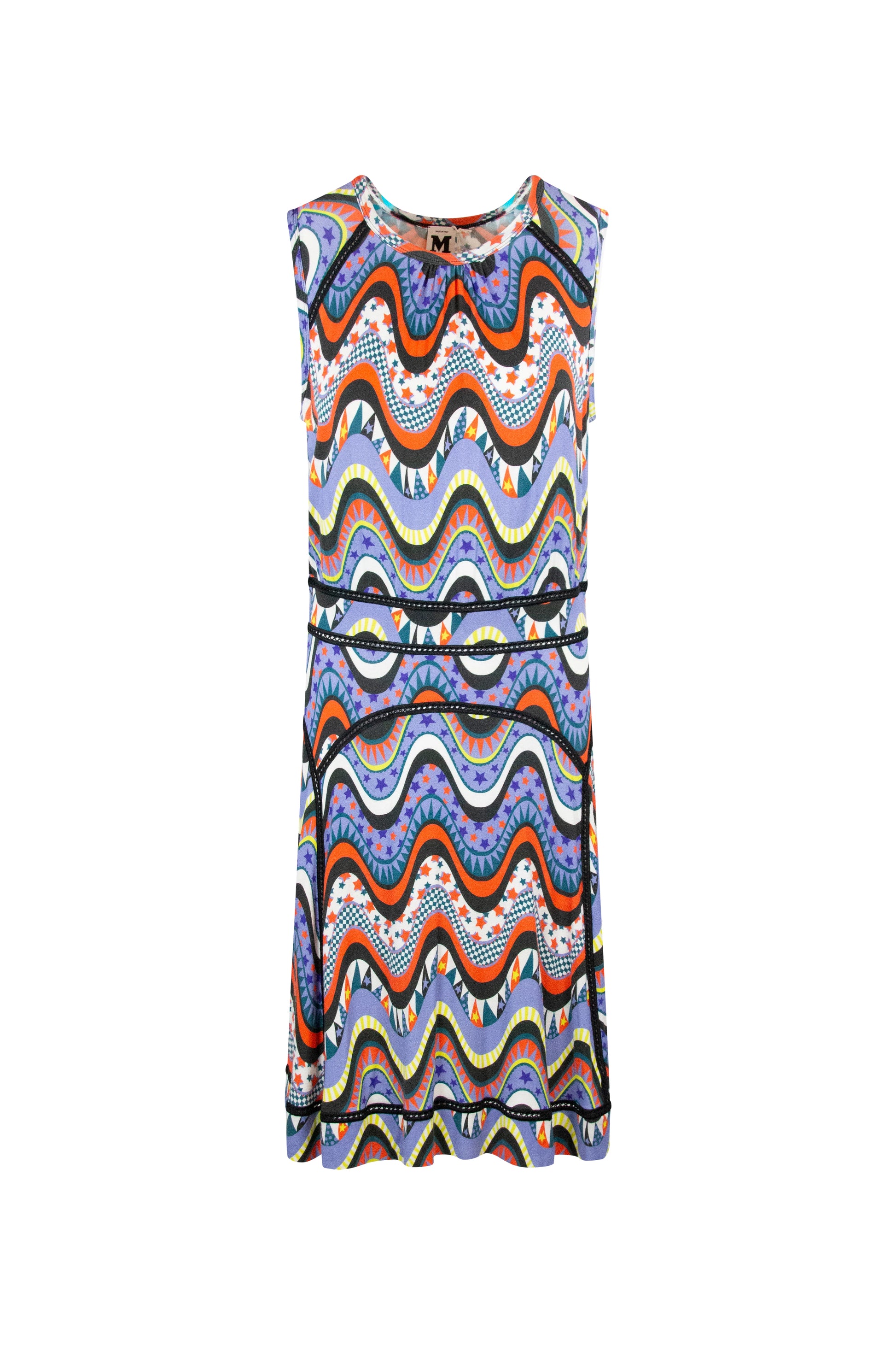 Sleeveless Dress with Colorful Wave Pattern