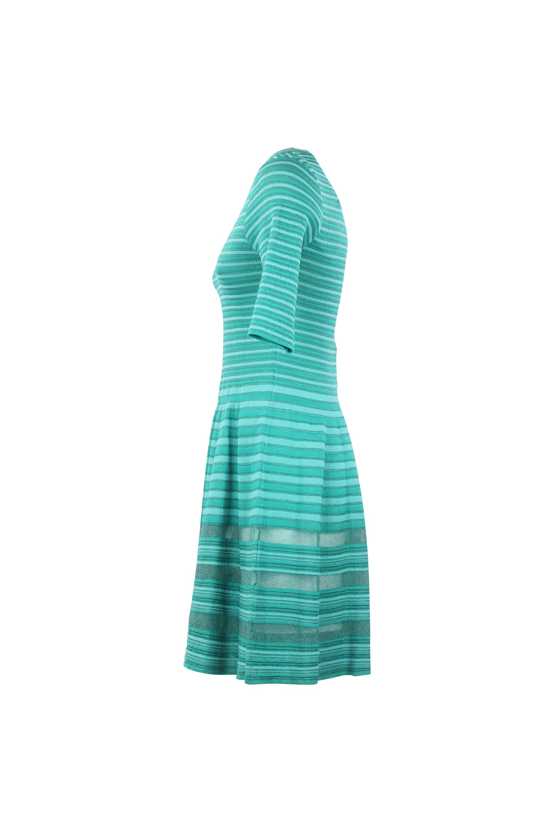 Knit Teal Stripe Fit & Flare Dress