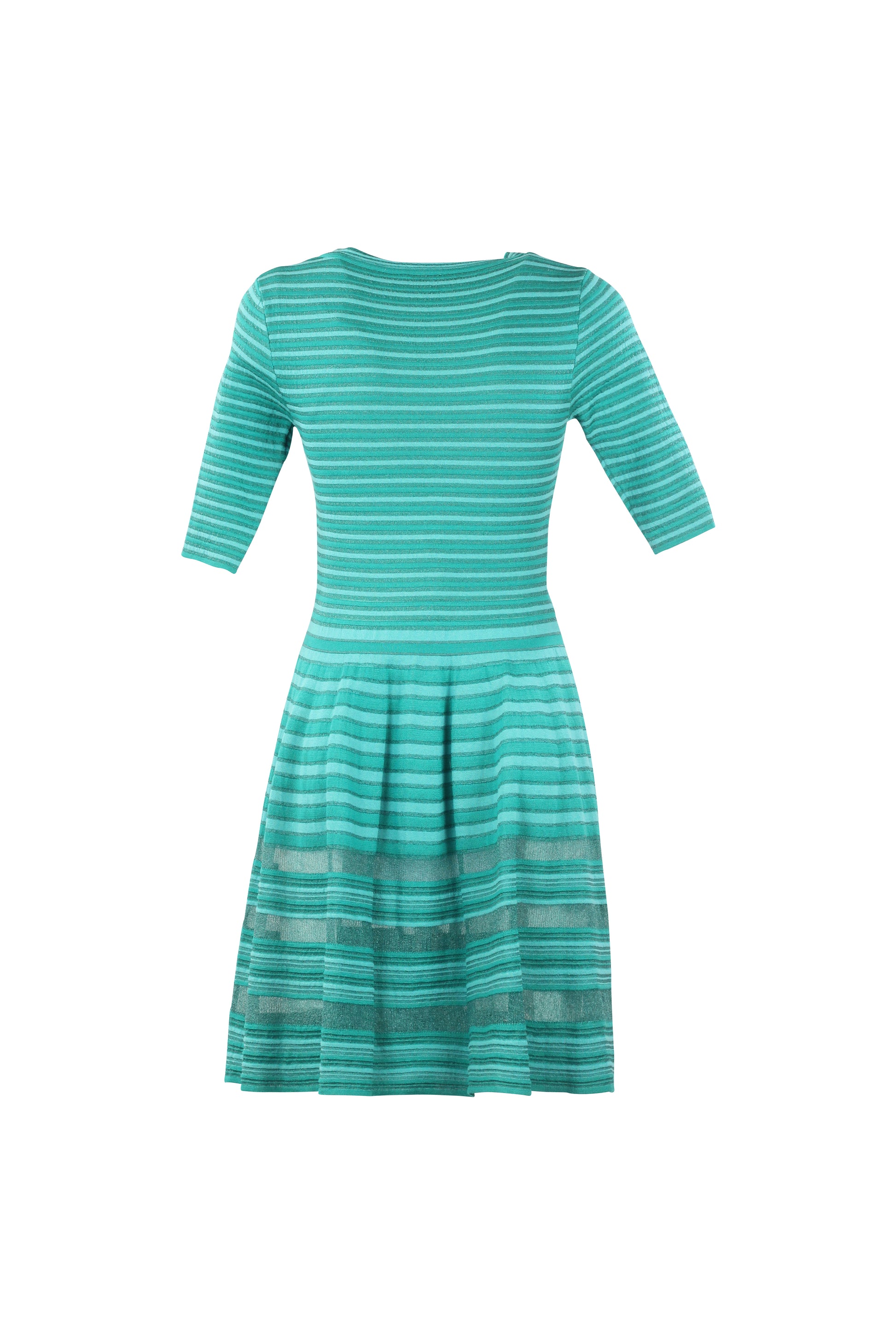 Knit Teal Stripe Fit & Flare Dress