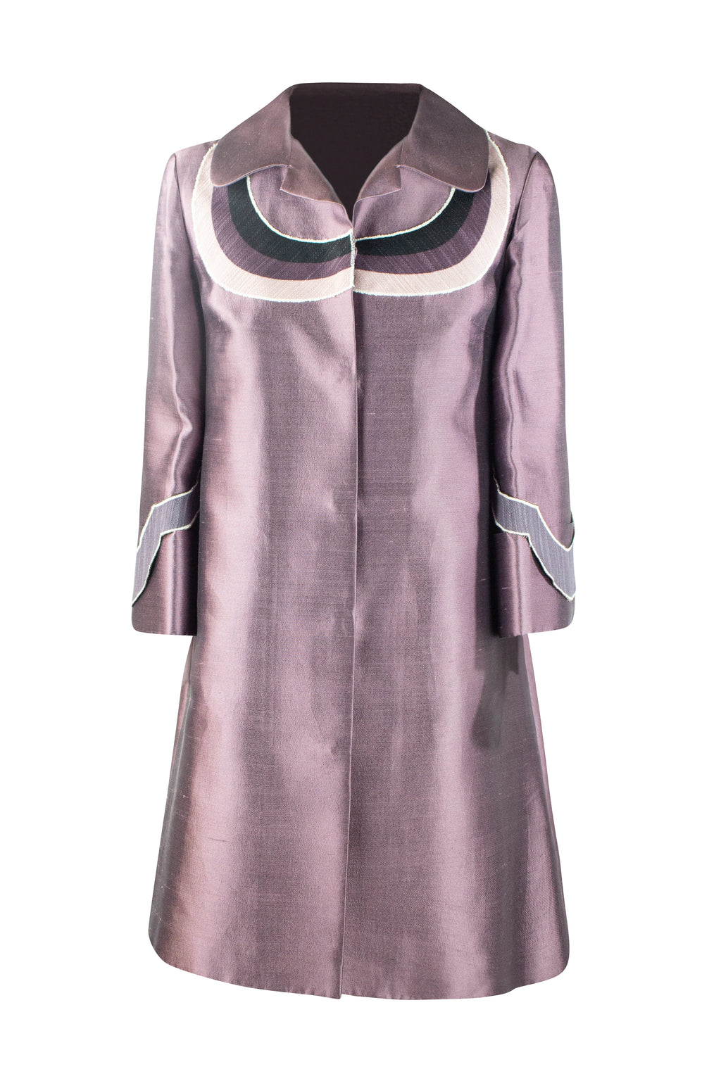 Purple Silk Coat with Scalloped Embroidered Shoulders SS2005