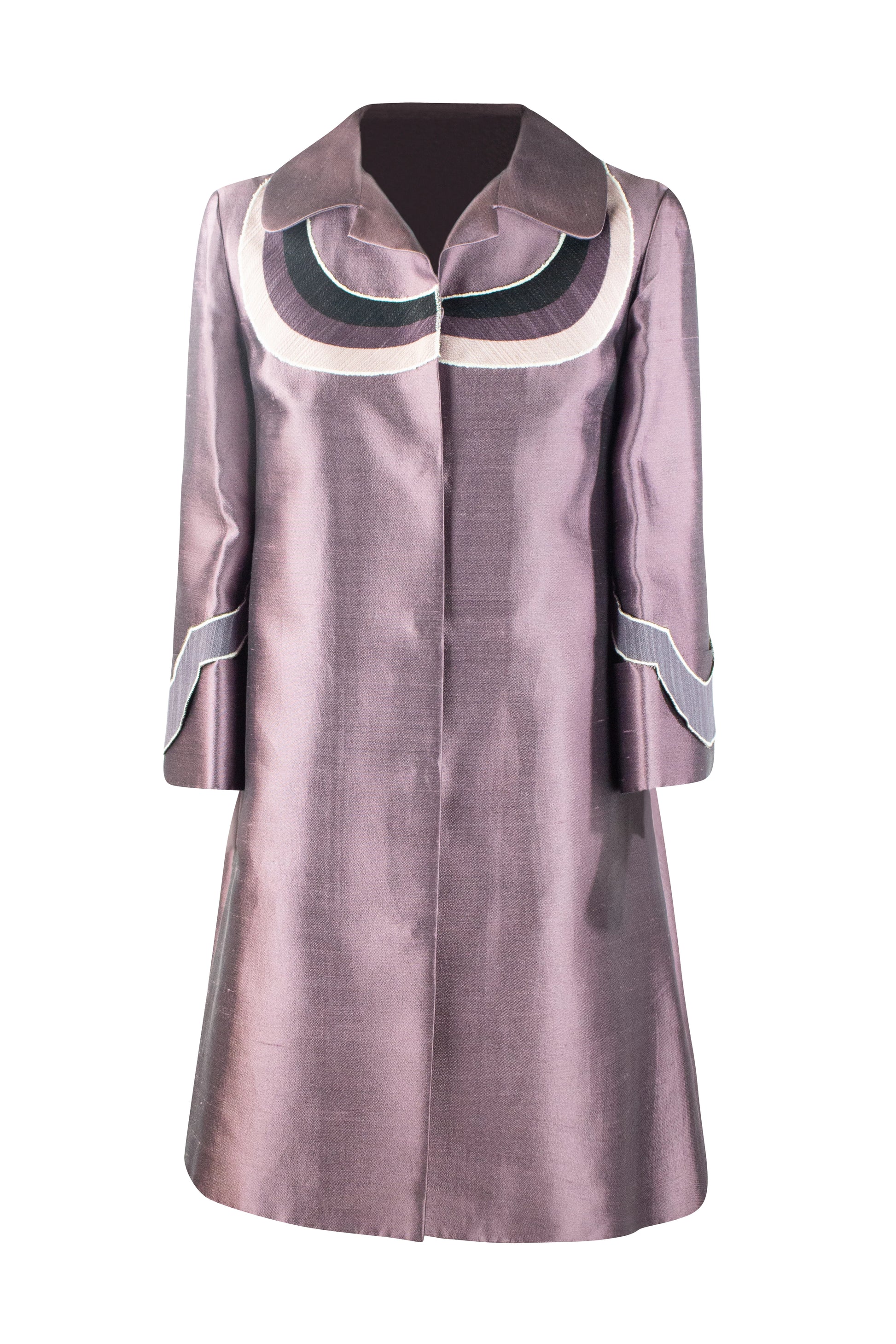 Purple Silk Coat with Scalloped Embroidered Shoulders SS2005
