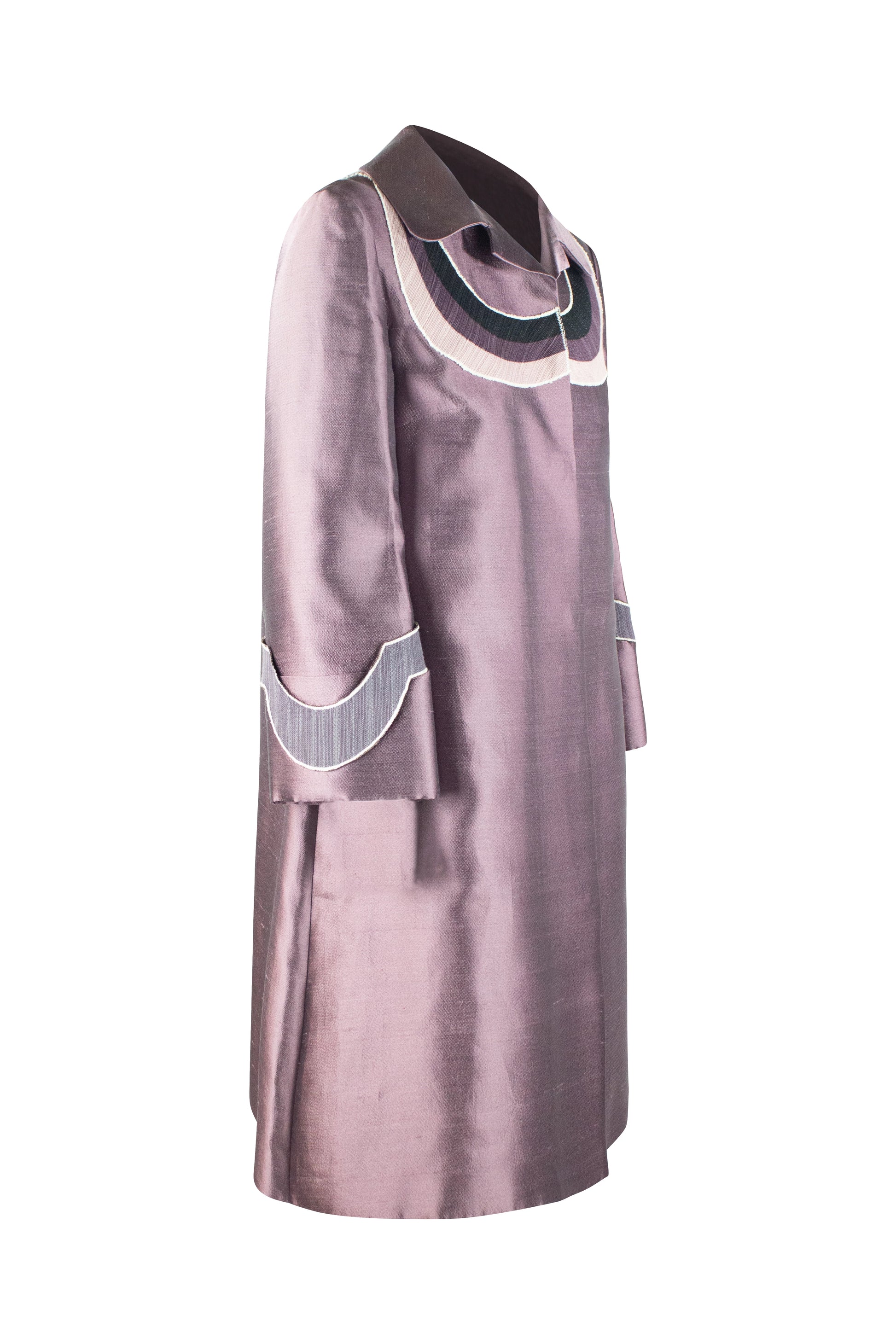 Purple Silk Coat with Scalloped Embroidered Shoulders SS2005