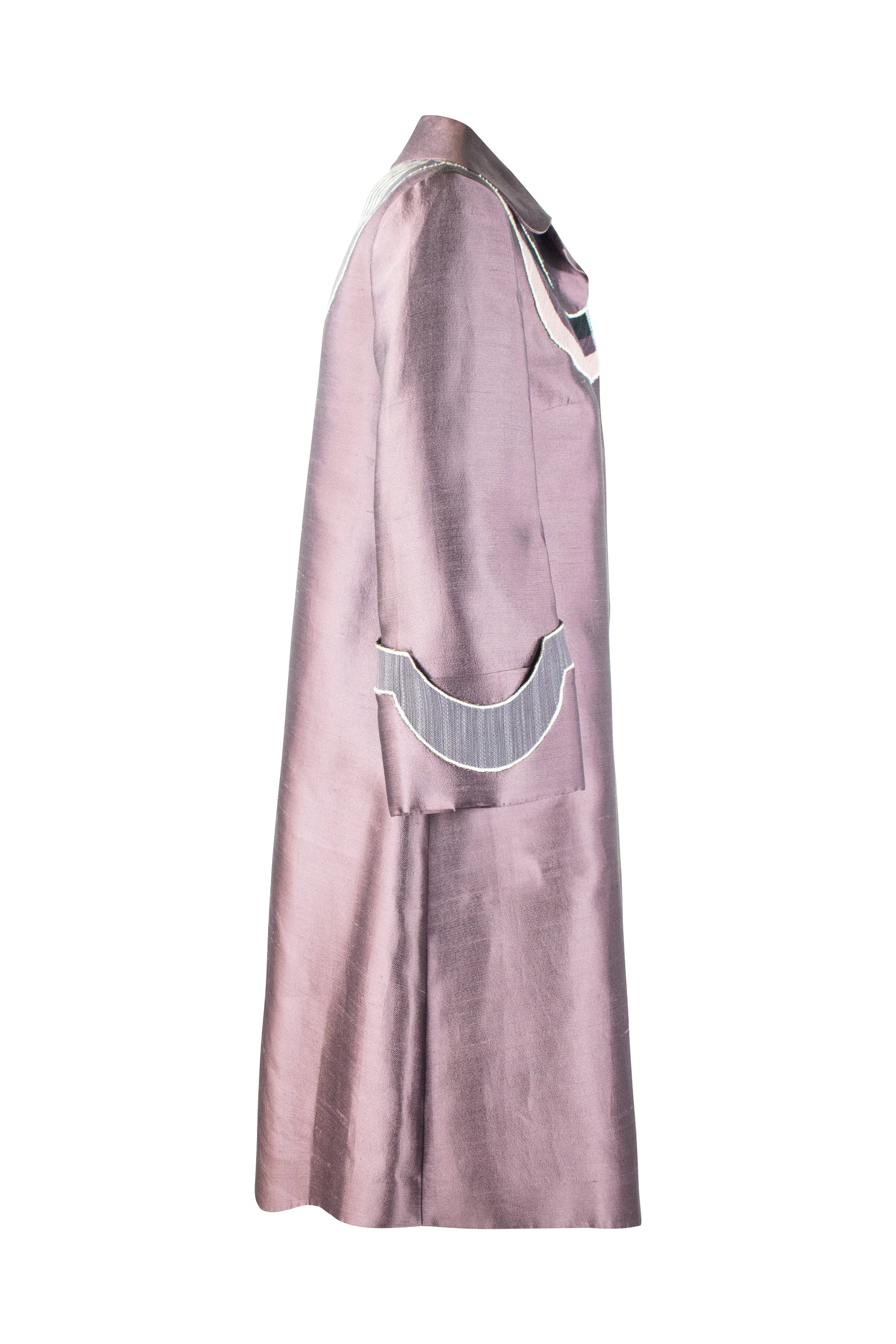 Purple Silk Coat with Scalloped Embroidered Shoulders SS2005