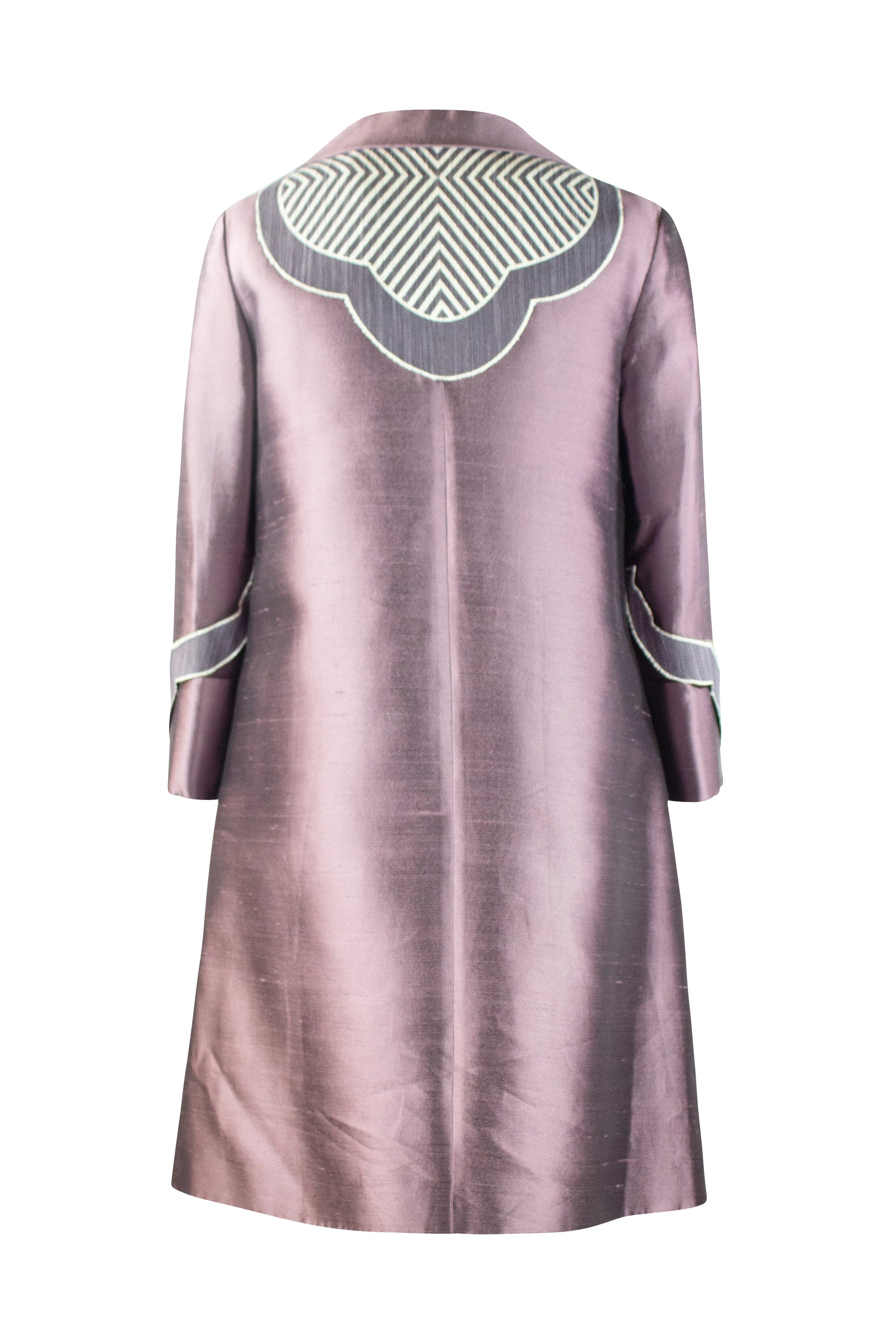 Purple Silk Coat with Scalloped Embroidered Shoulders SS2005