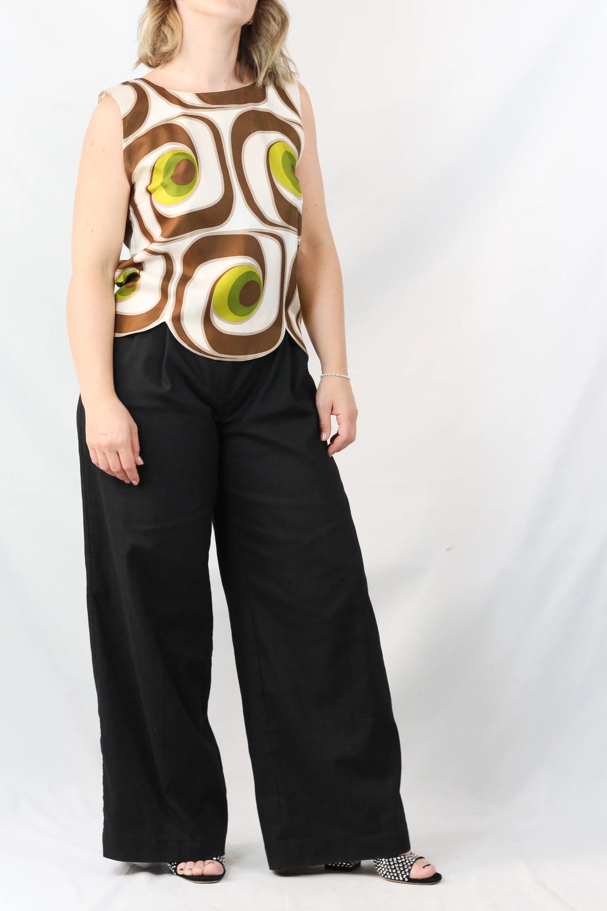Silk Op-Art Print Sleeveless Top SS2005