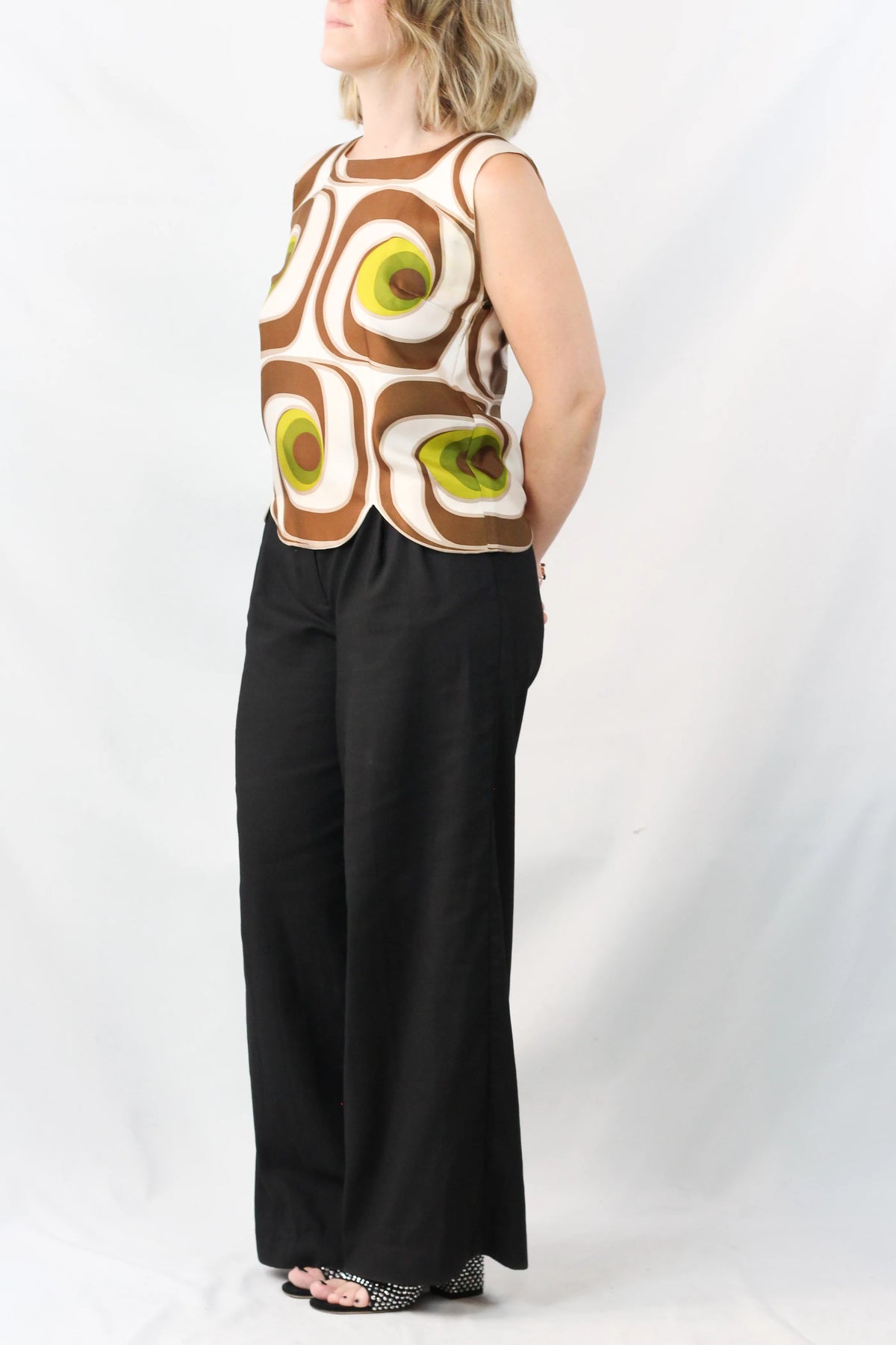 Silk Op-Art Print Sleeveless Top SS2005