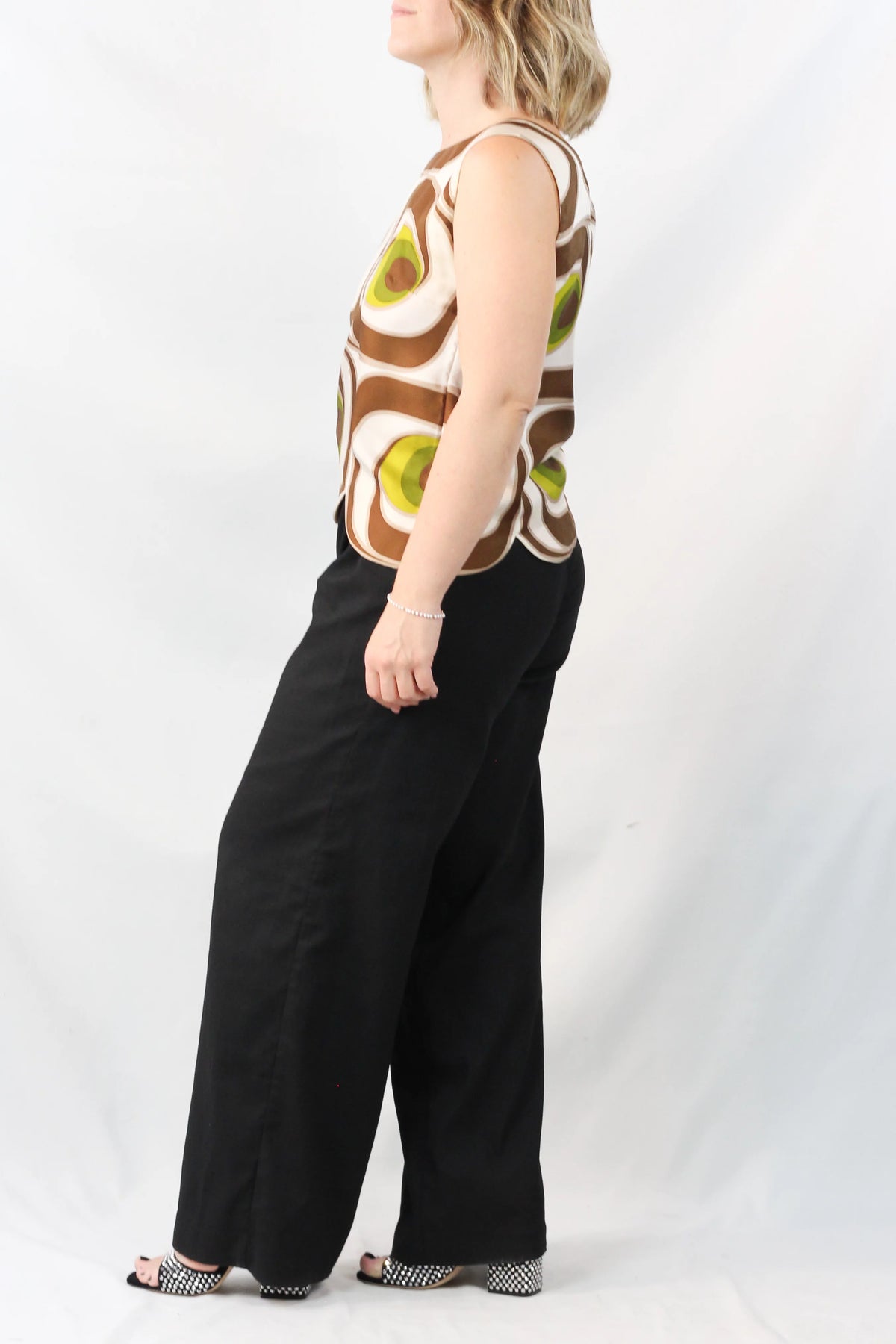 Silk Op-Art Print Sleeveless Top SS2005