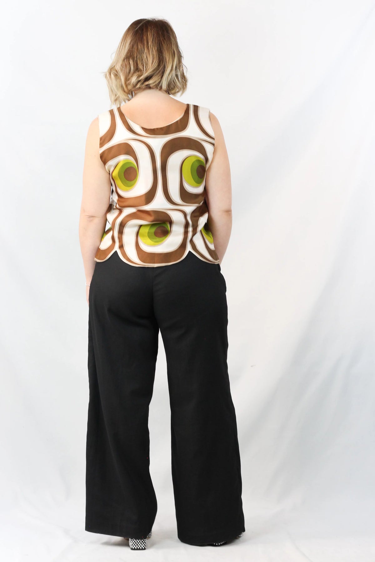 Silk Op-Art Print Sleeveless Top SS2005
