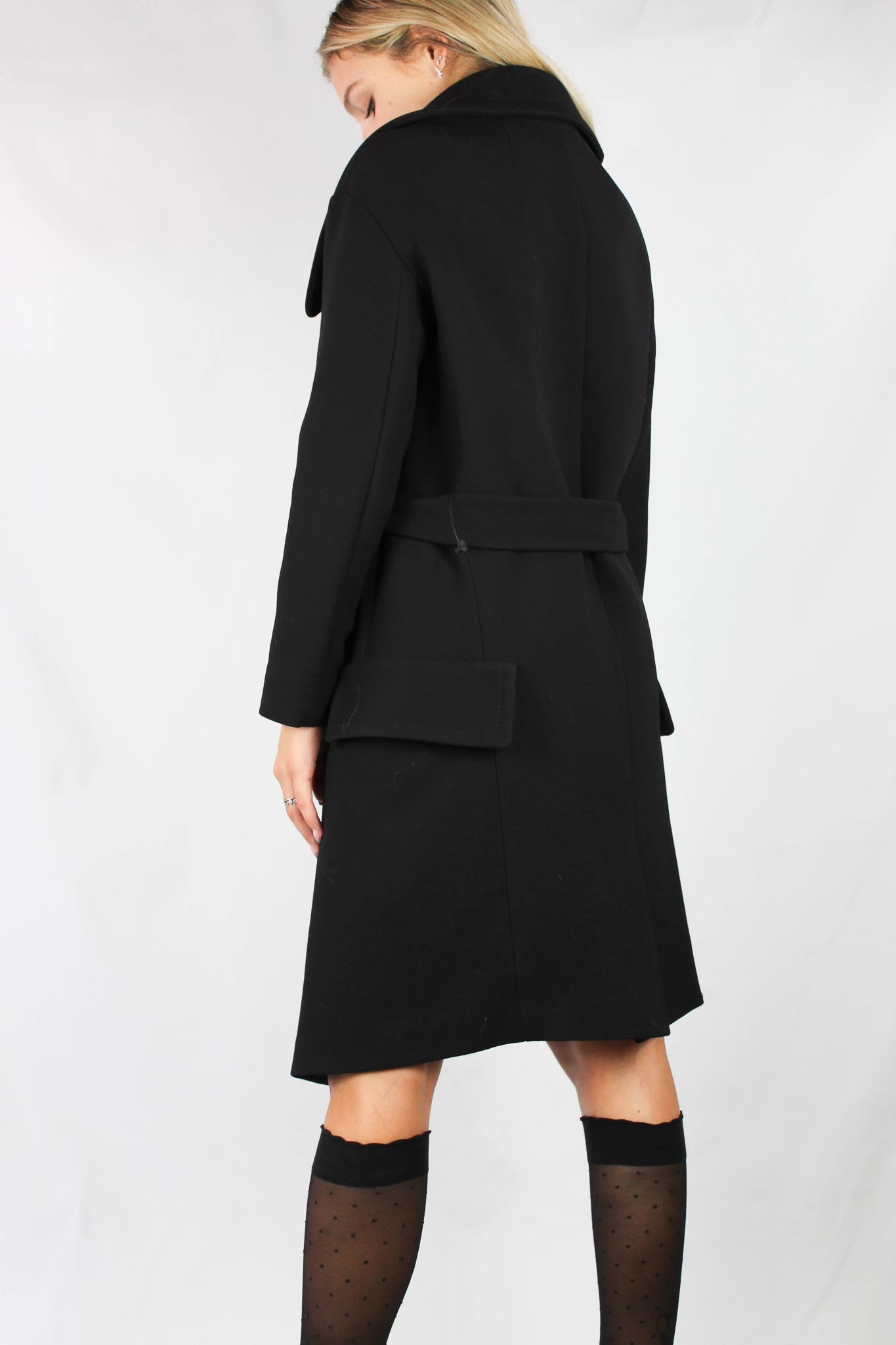 Black Wool Coat with Wide Collar FW2009