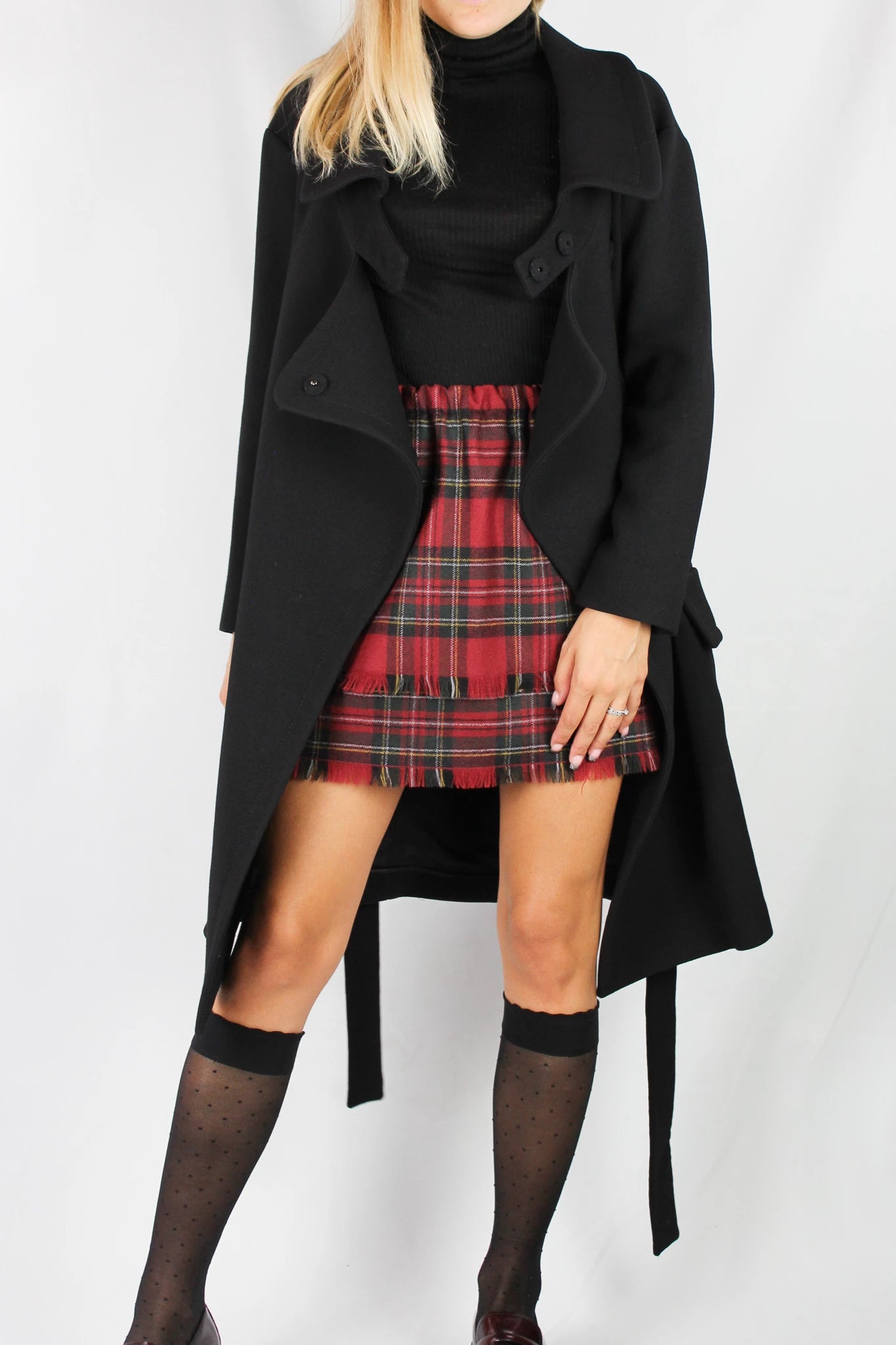 Black Wool Coat with Wide Collar FW2009