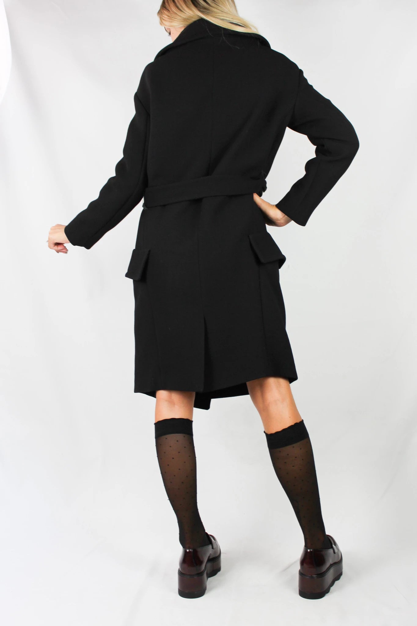Black Wool Coat with Wide Collar FW2009