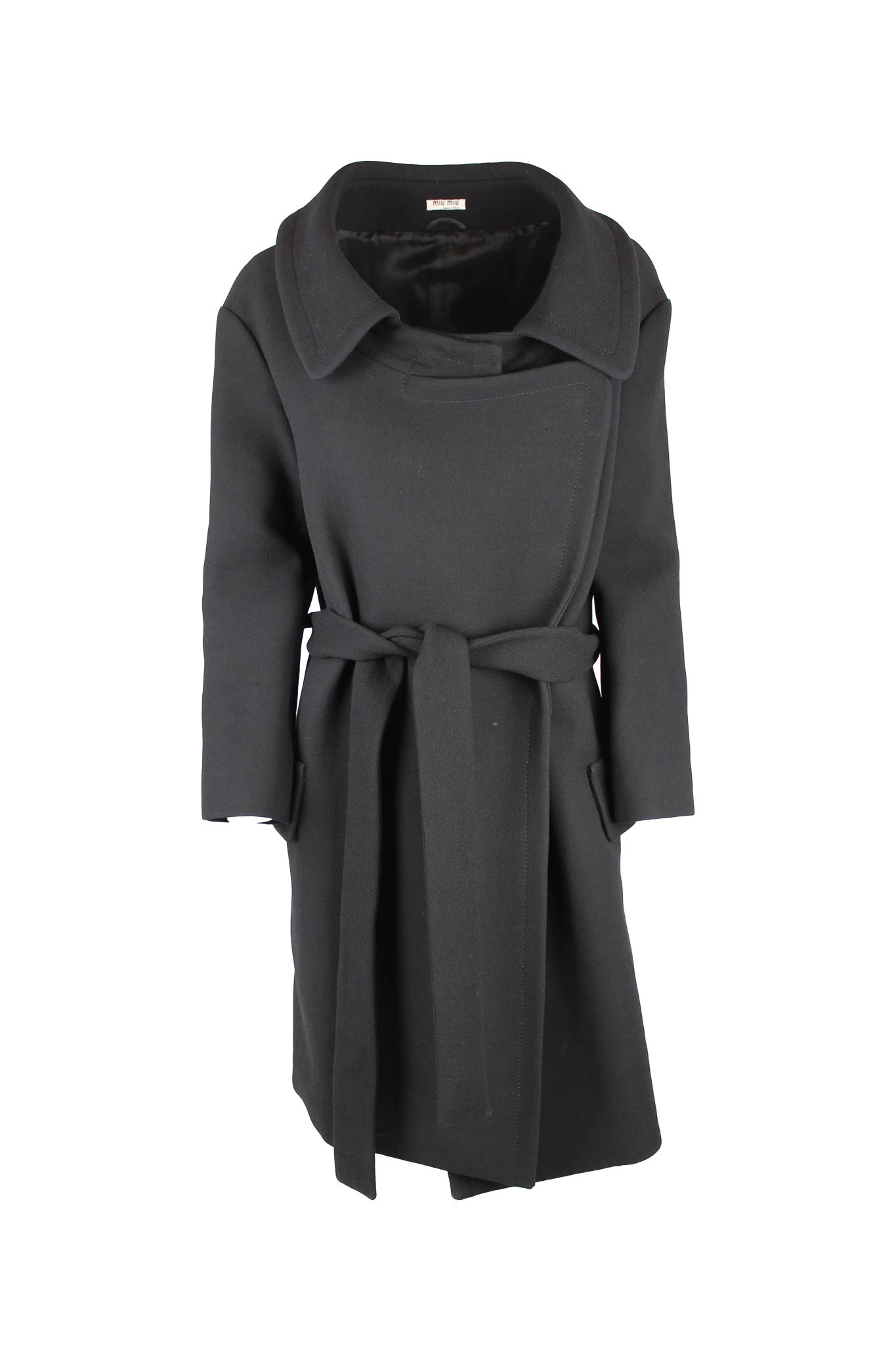 Black Wool Coat with Wide Collar FW2009