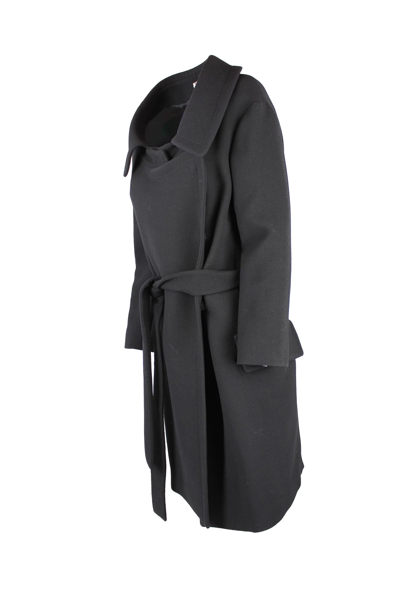 Black Wool Coat with Wide Collar FW2009