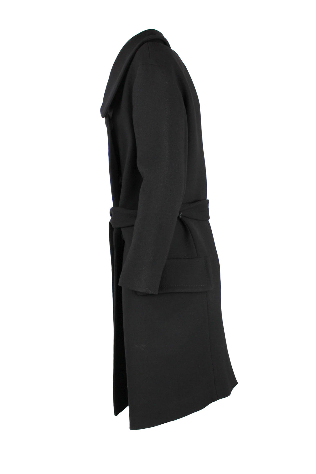Black Wool Coat with Wide Collar FW2009