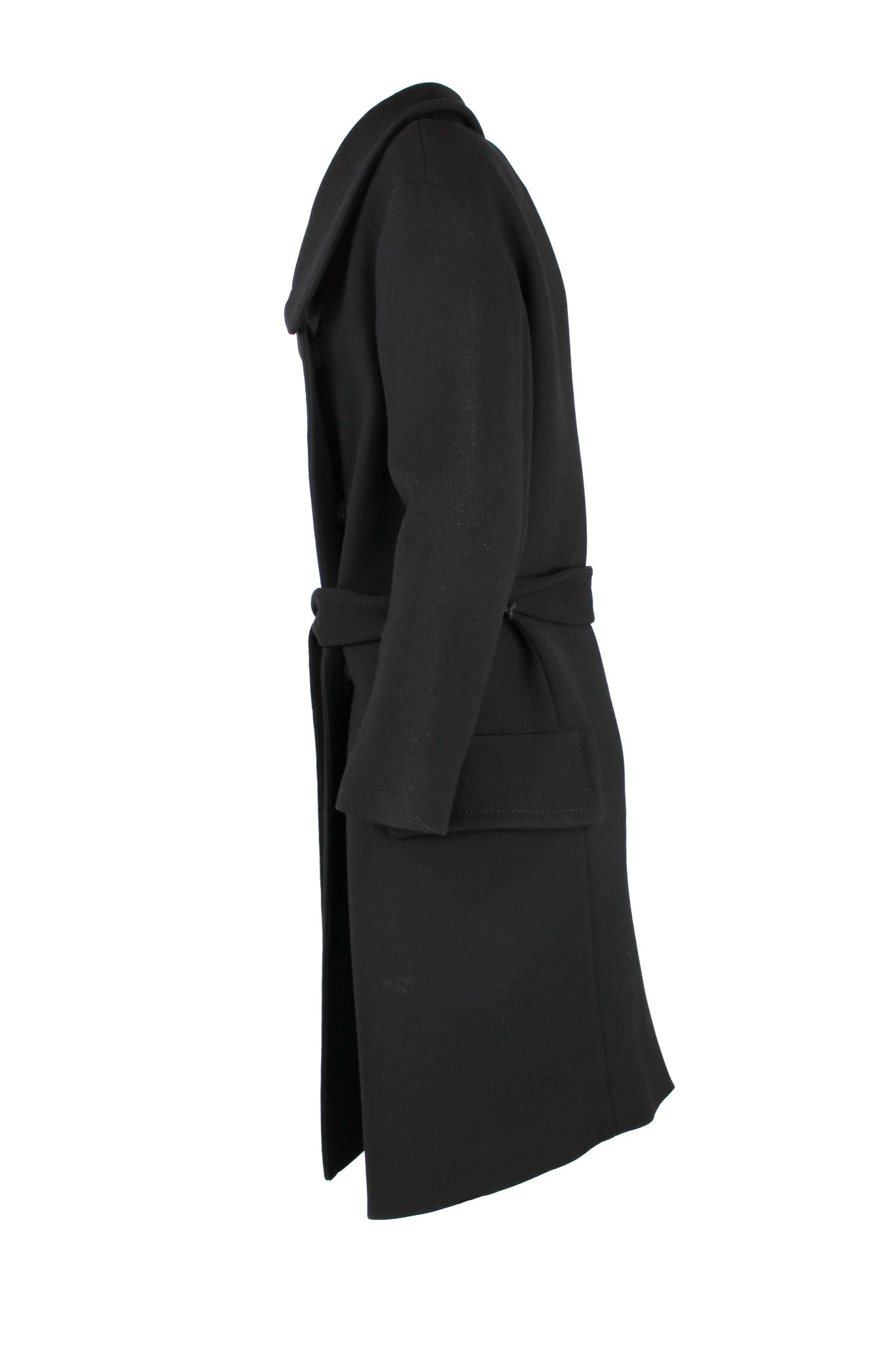 Black Wool Coat with Wide Collar FW2009