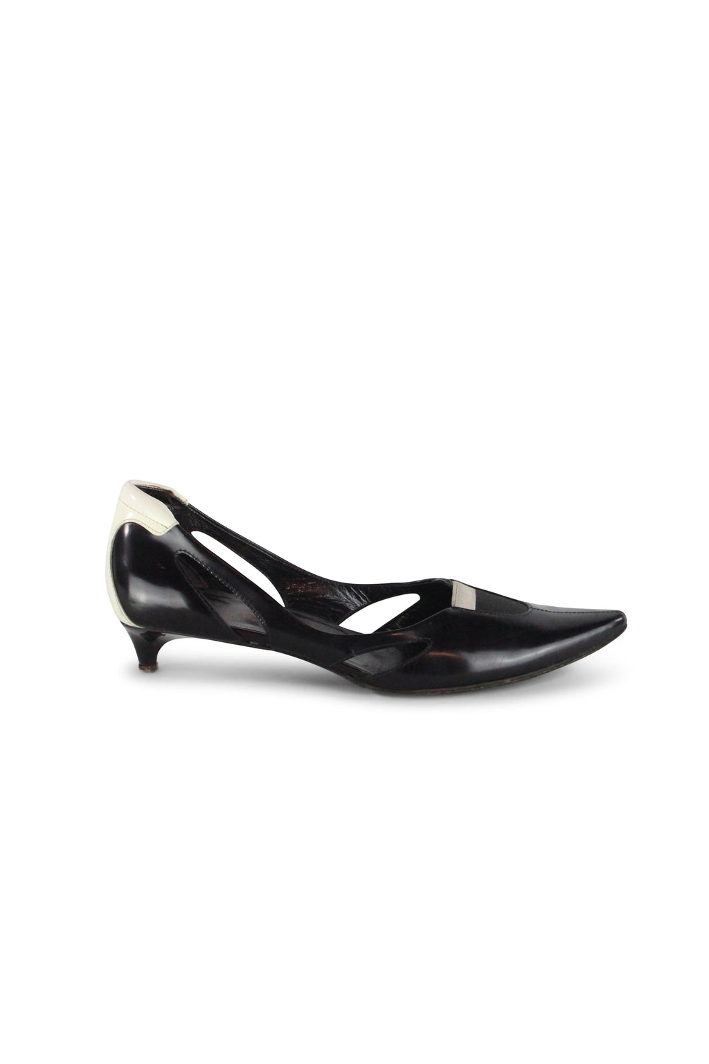 Kitten heel pointed ballet shoes